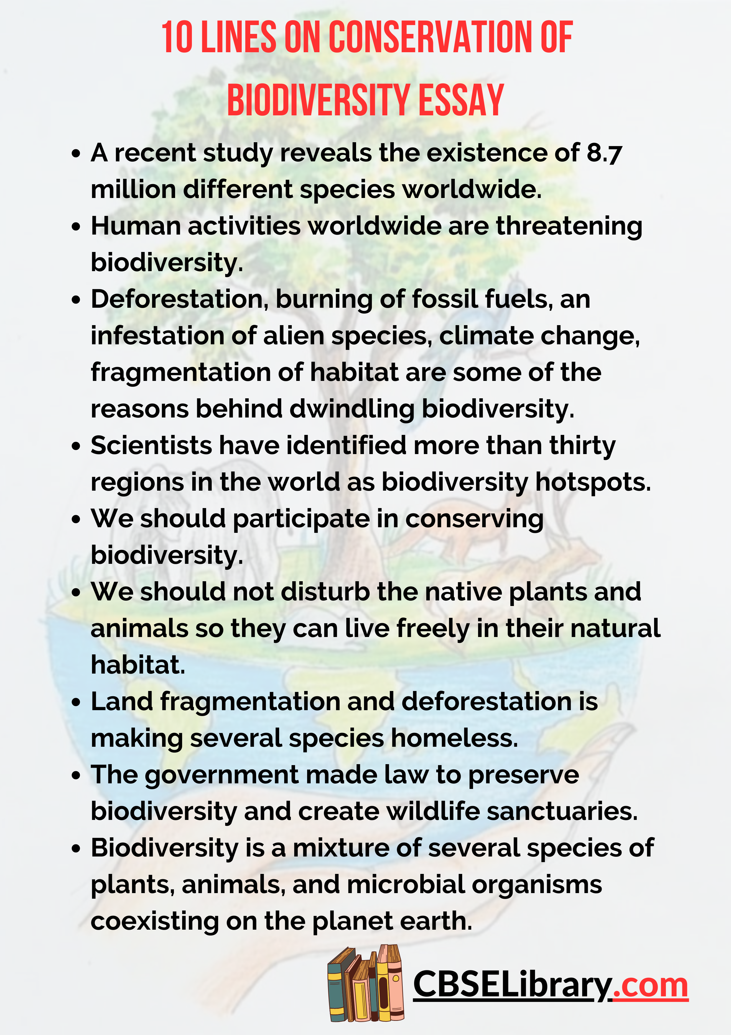 10 lines on Conservation of Biodiversity Essay