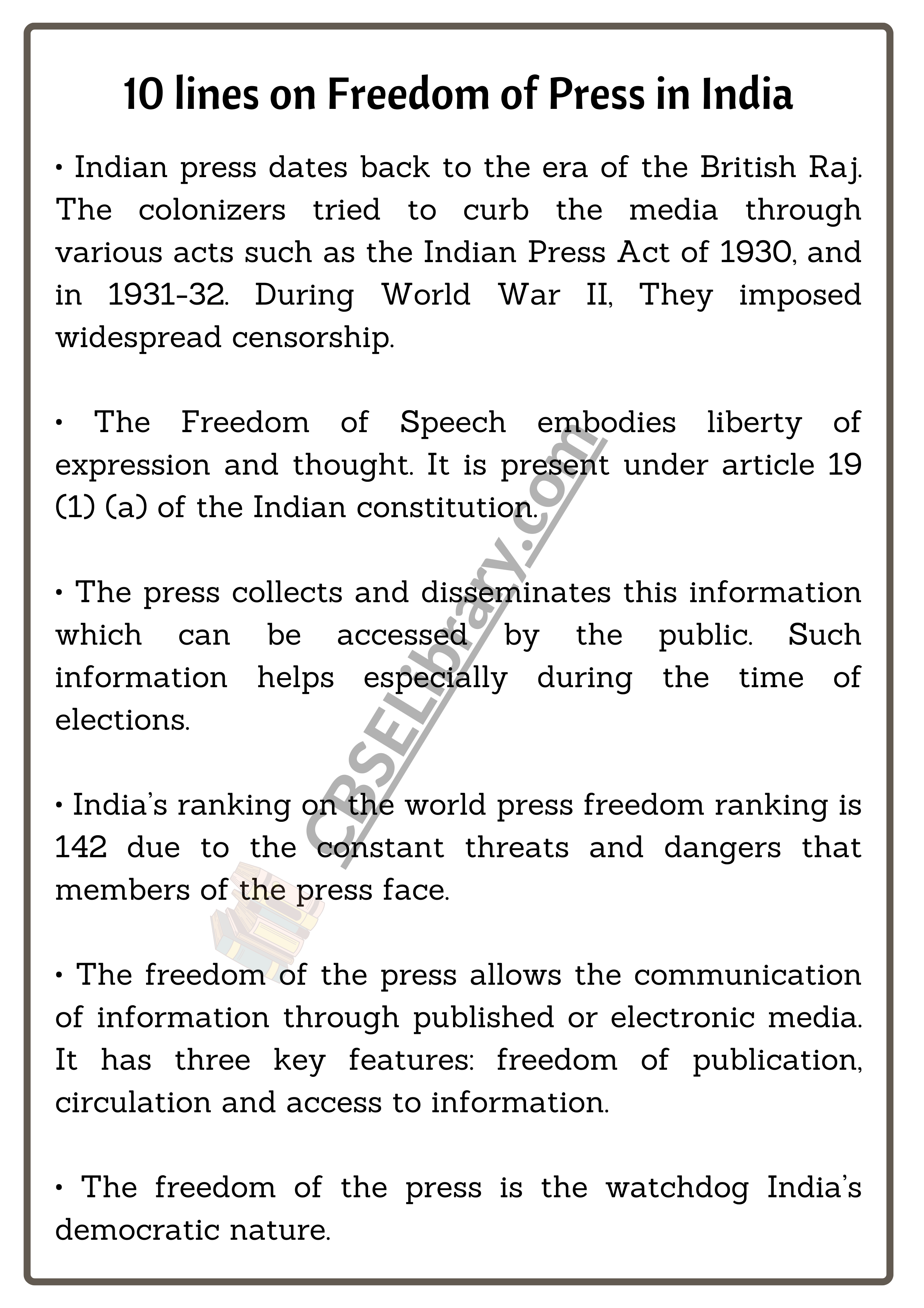 10 lines on Freedom of Press in India