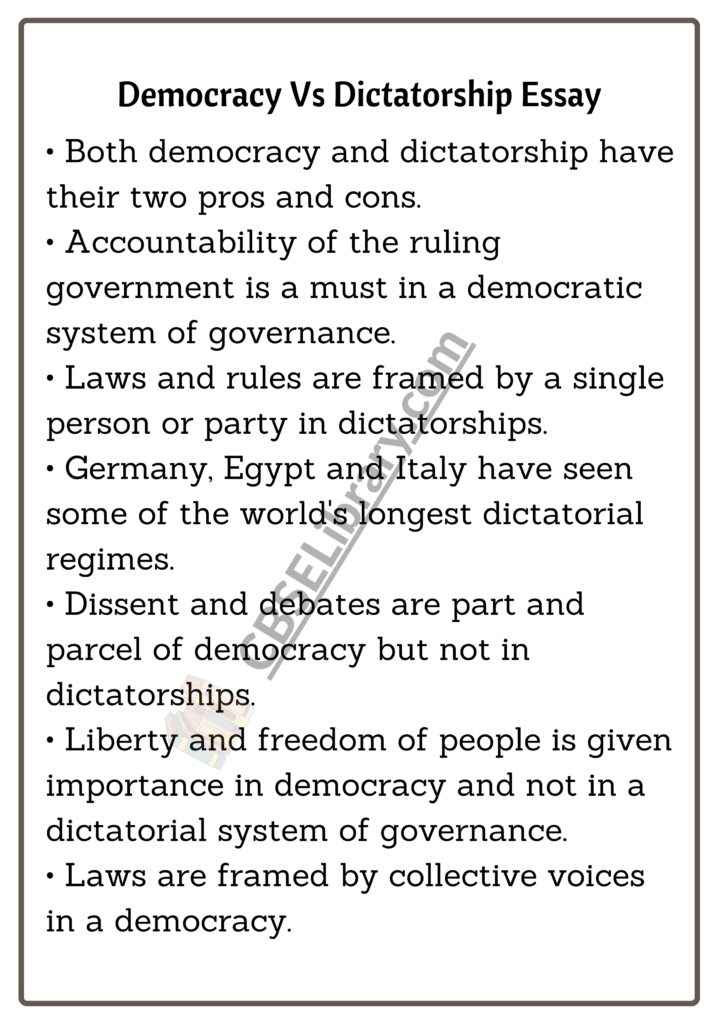 essay democracy vs dictatorship