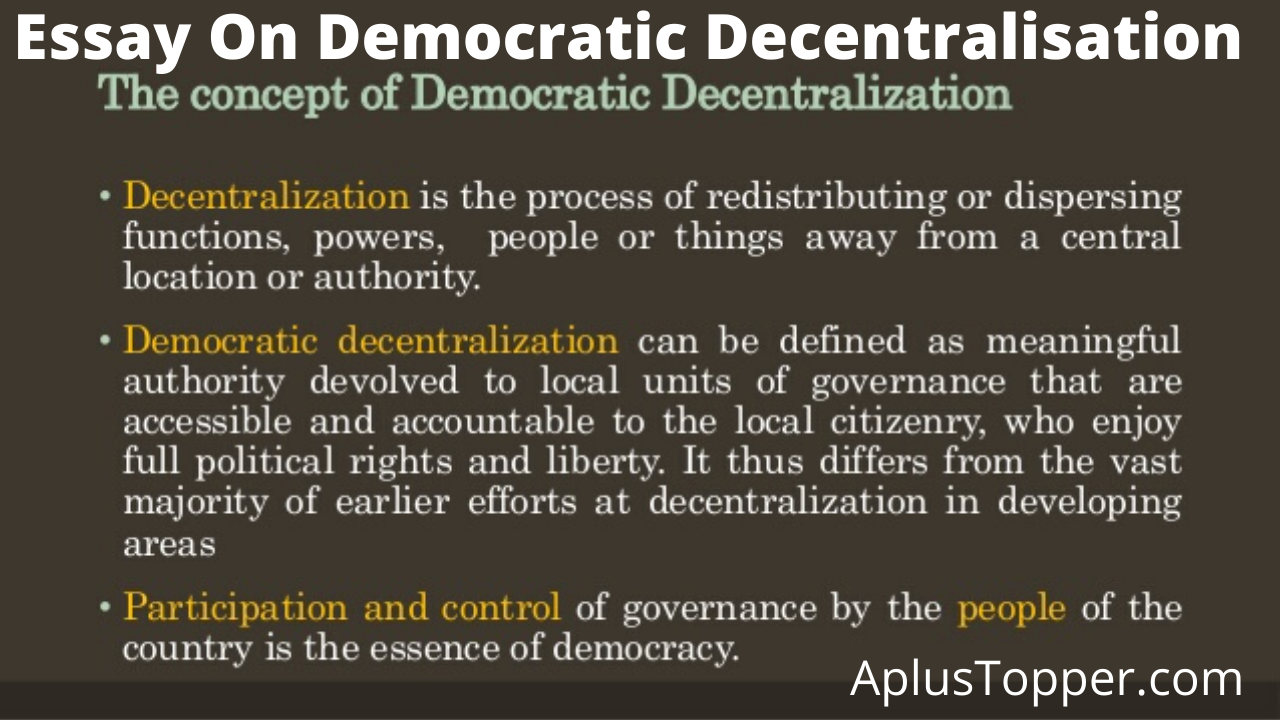 Essay On Democratic Decentralisation