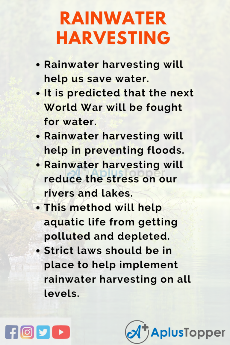 Rainwater Harvesting Essay for Students and Children in English CBSE