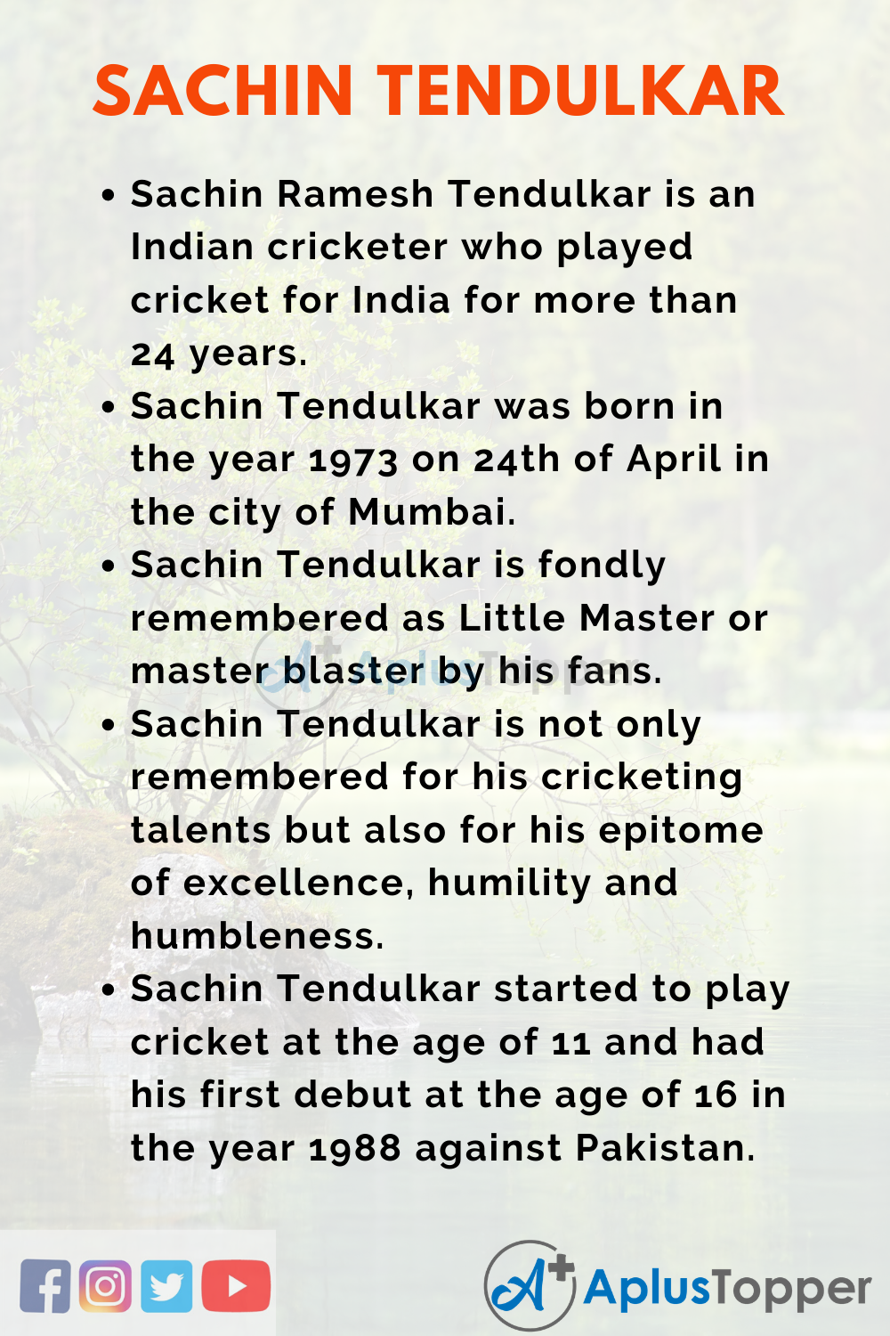 Essay about Sachin Tendulkar