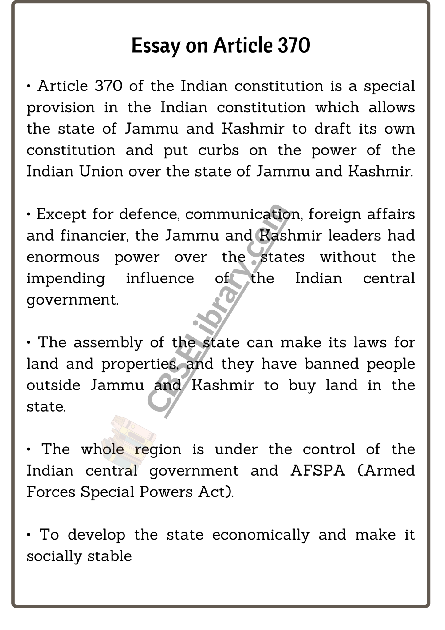 essay about article 370
