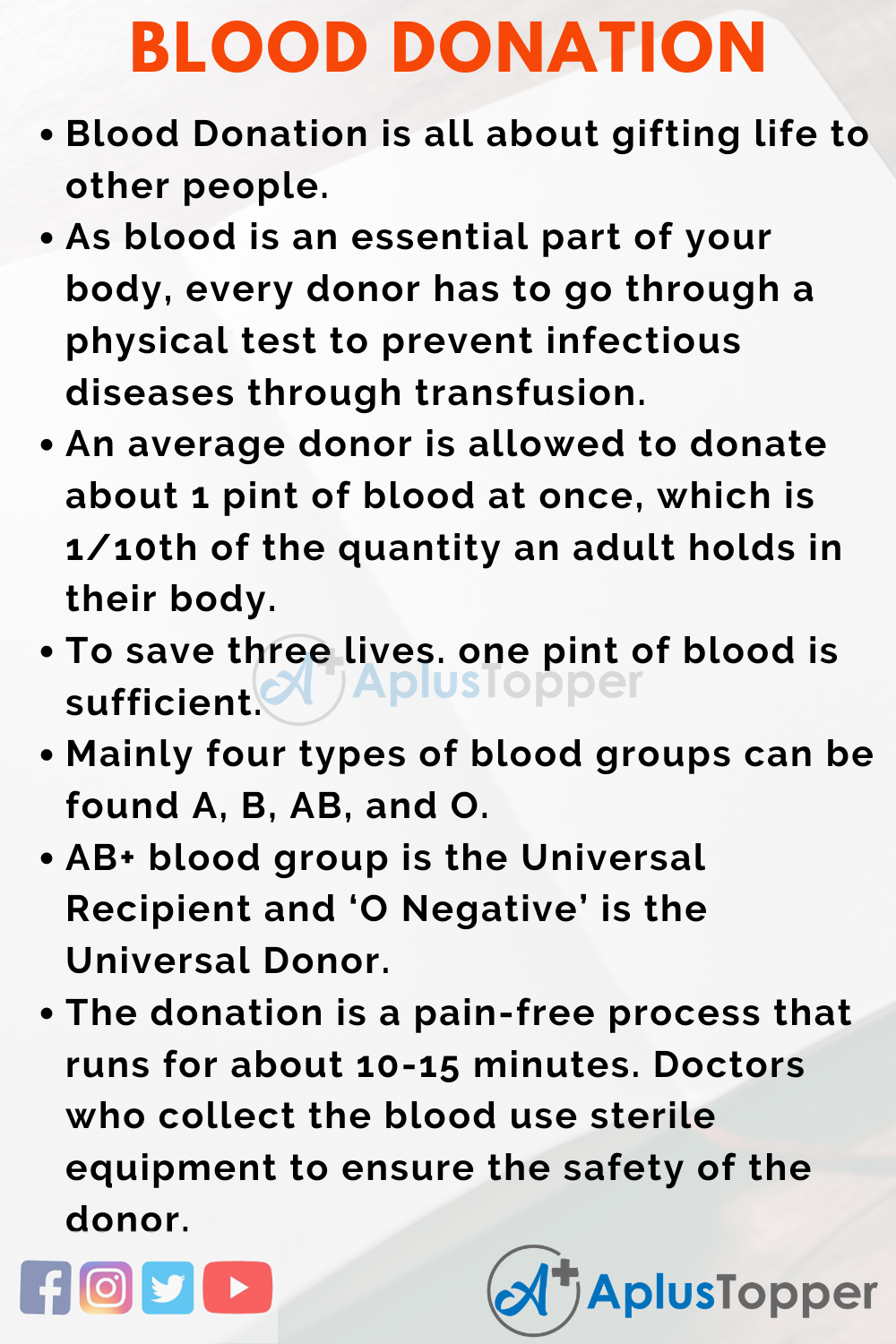 easy essay on blood donation camp