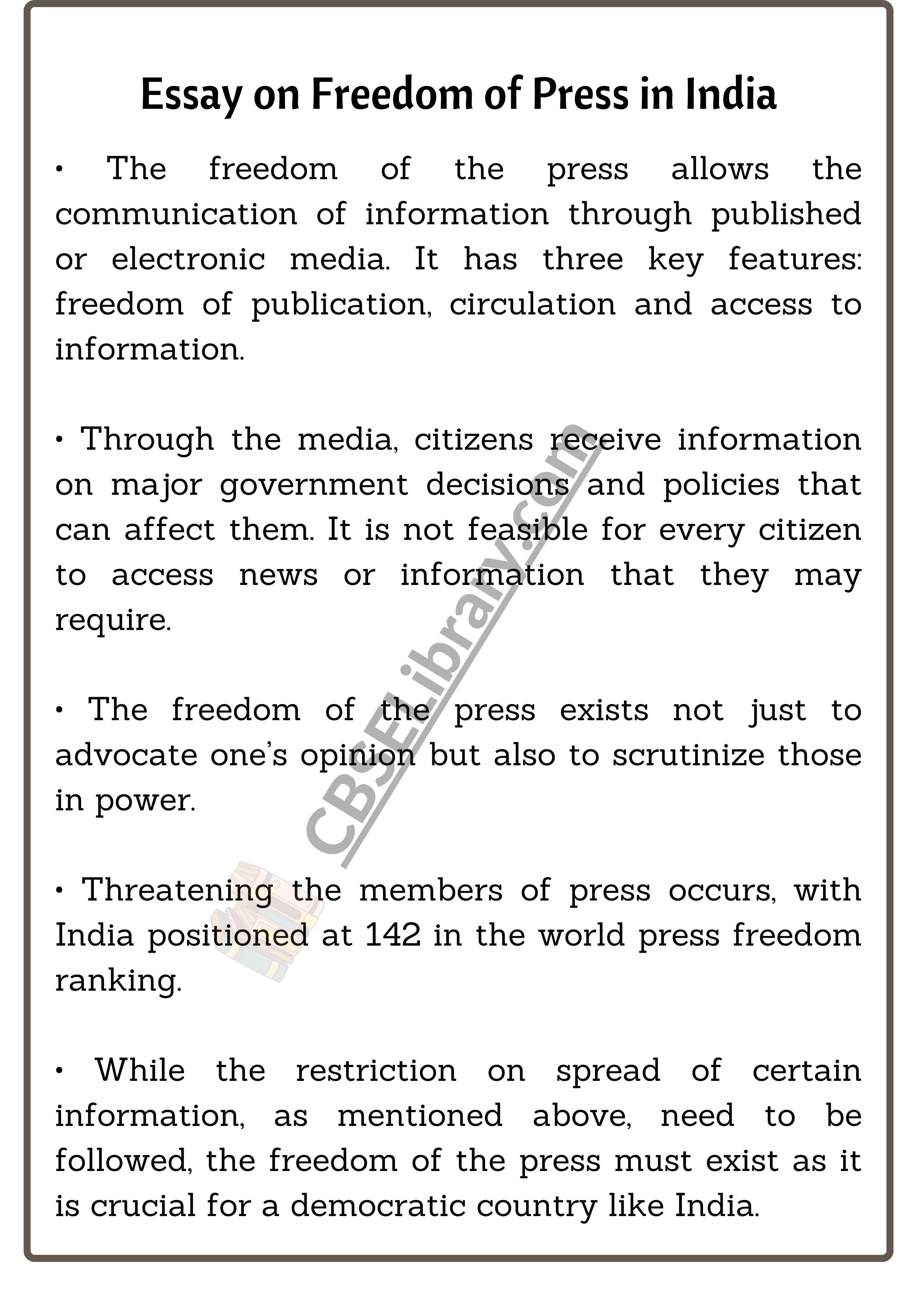 Essay on Freedom of Press in India