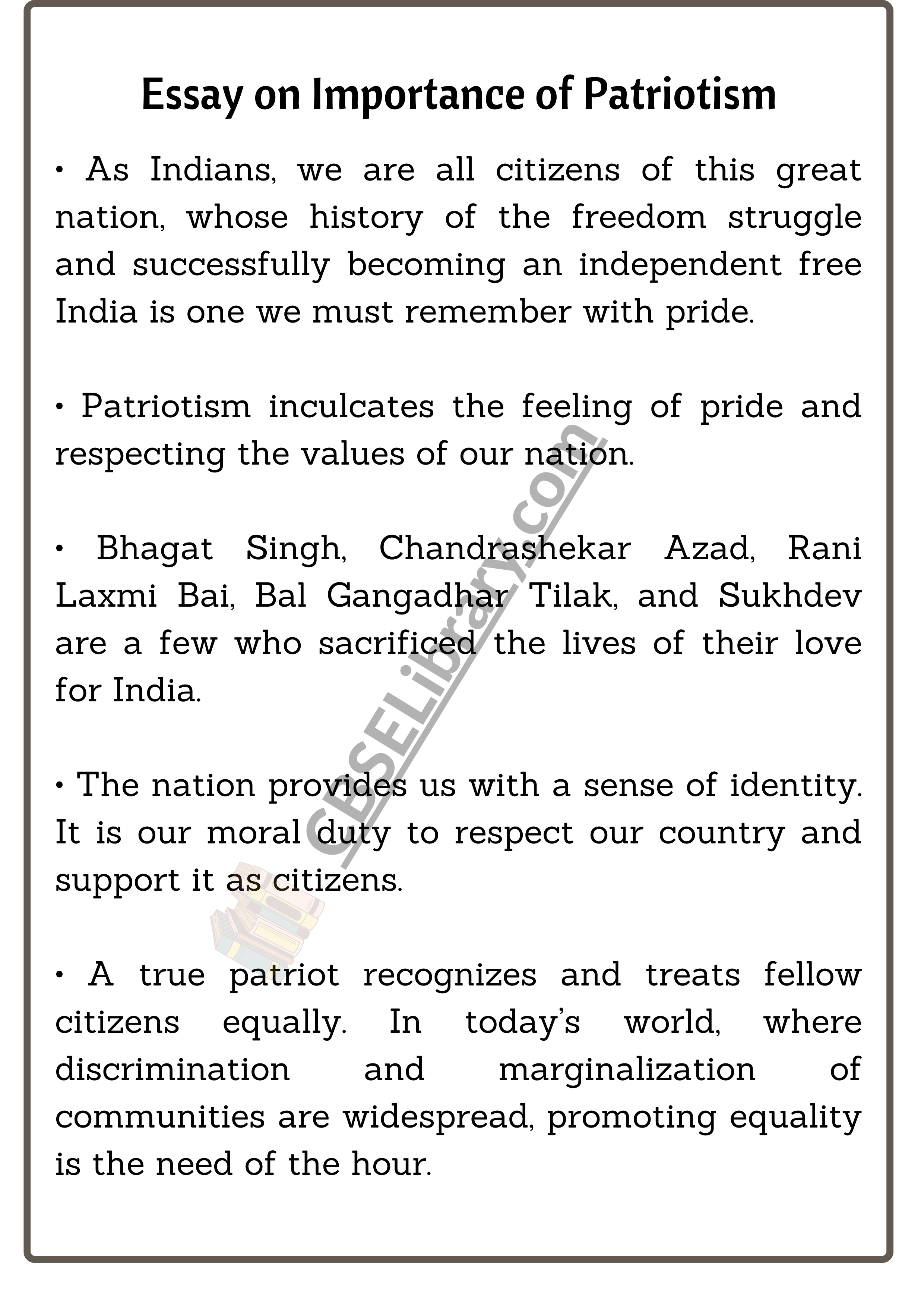 Essay on Importance of Patriotism