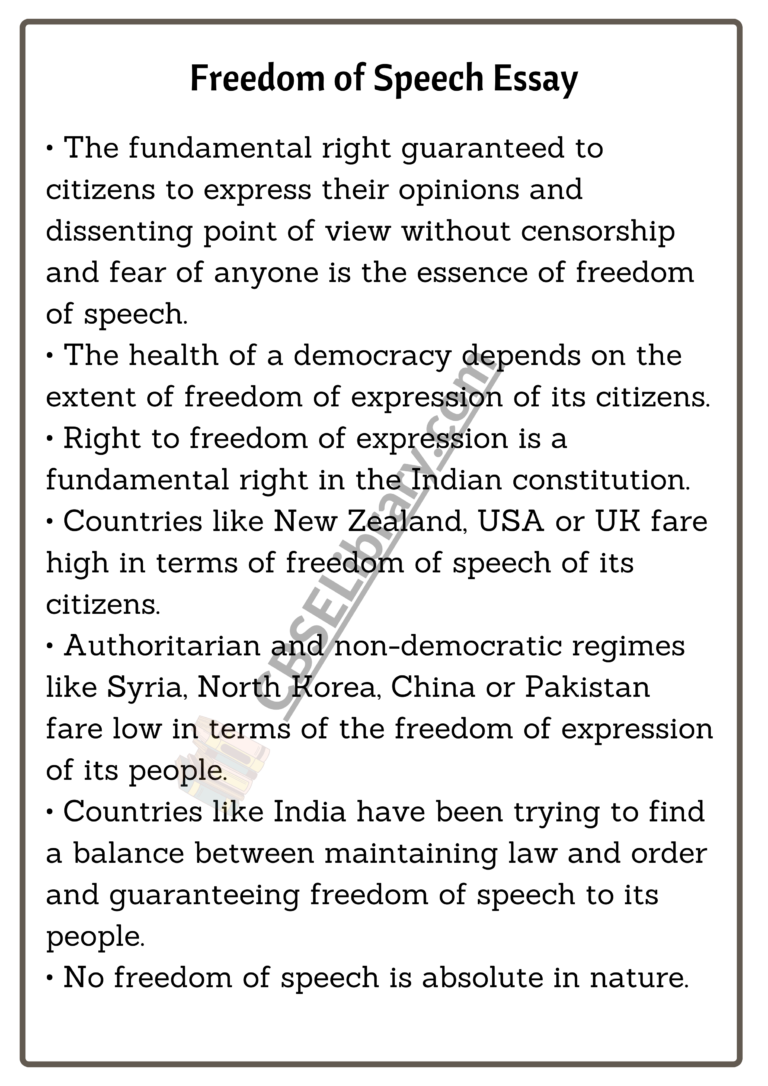 freedom of speech summary essay