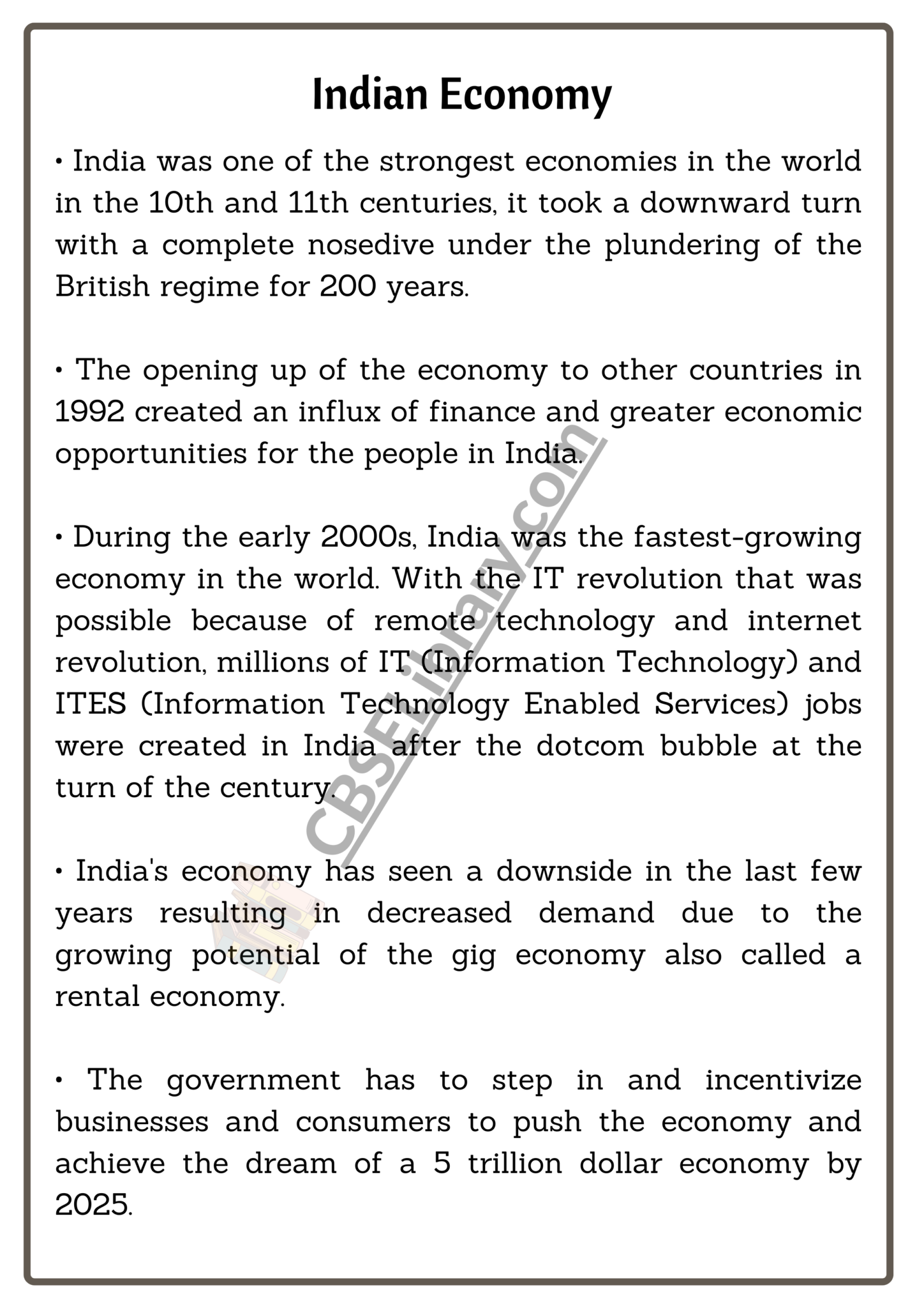essay on indian economy 250 words