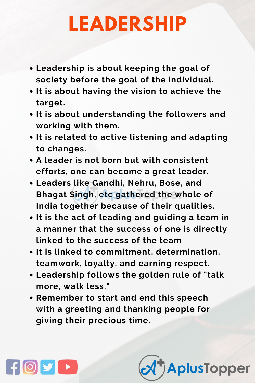 Leadership Speech