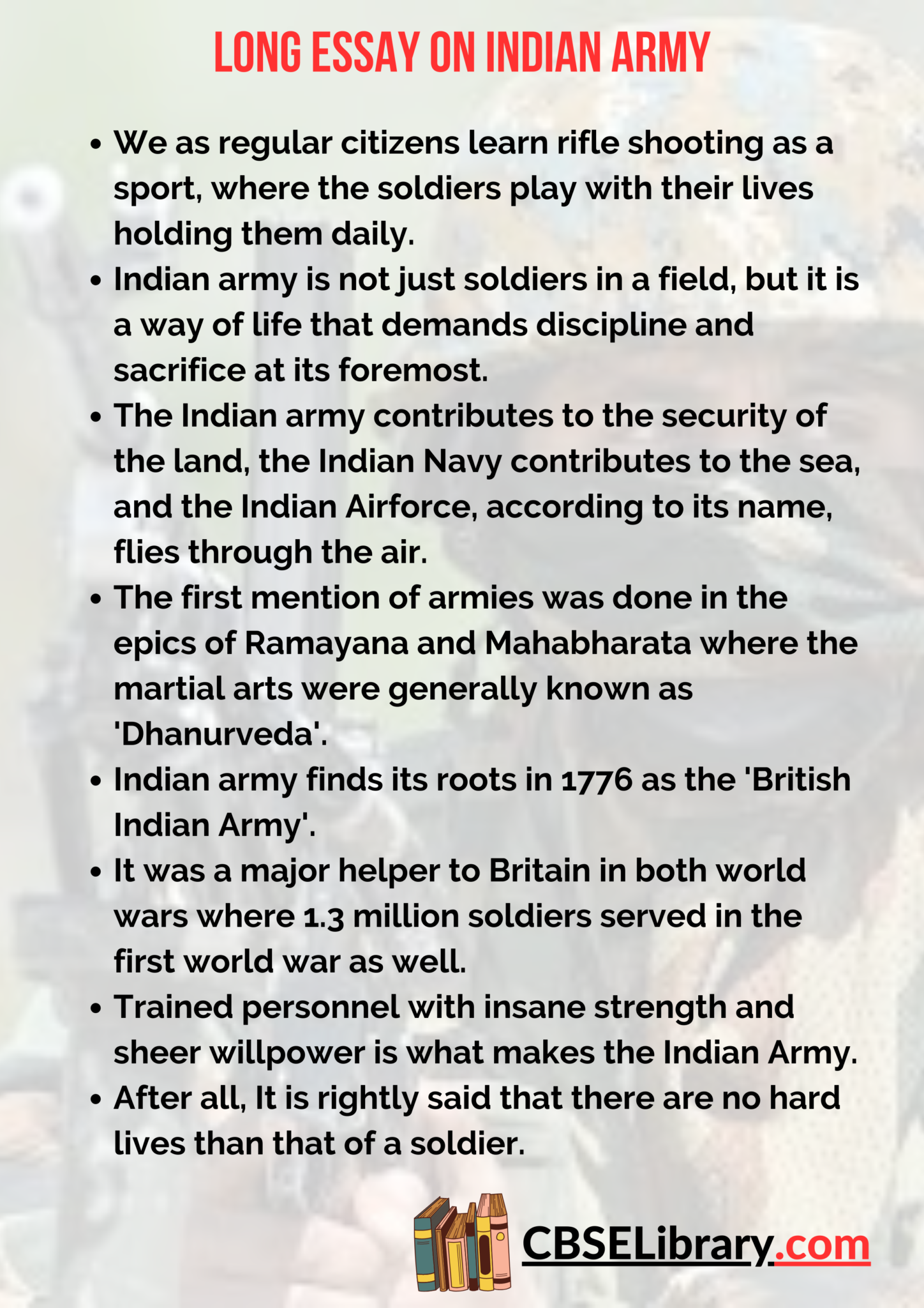 essay on indian army in 200 words