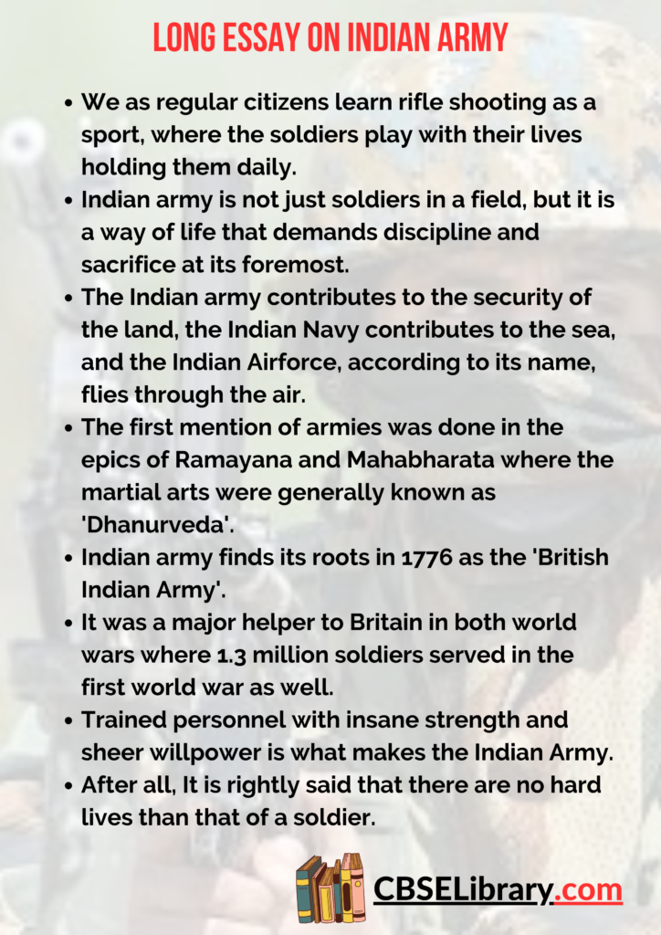 essay on indian army 200 words