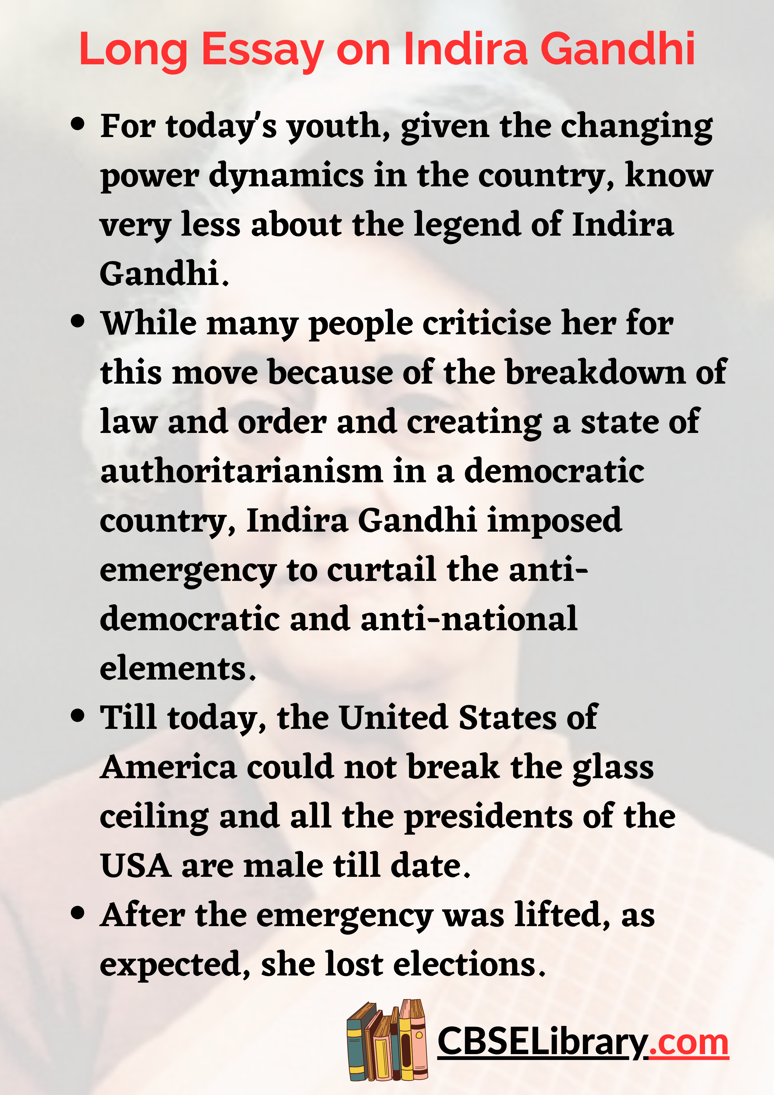 Long Essay on Indira Gandhi