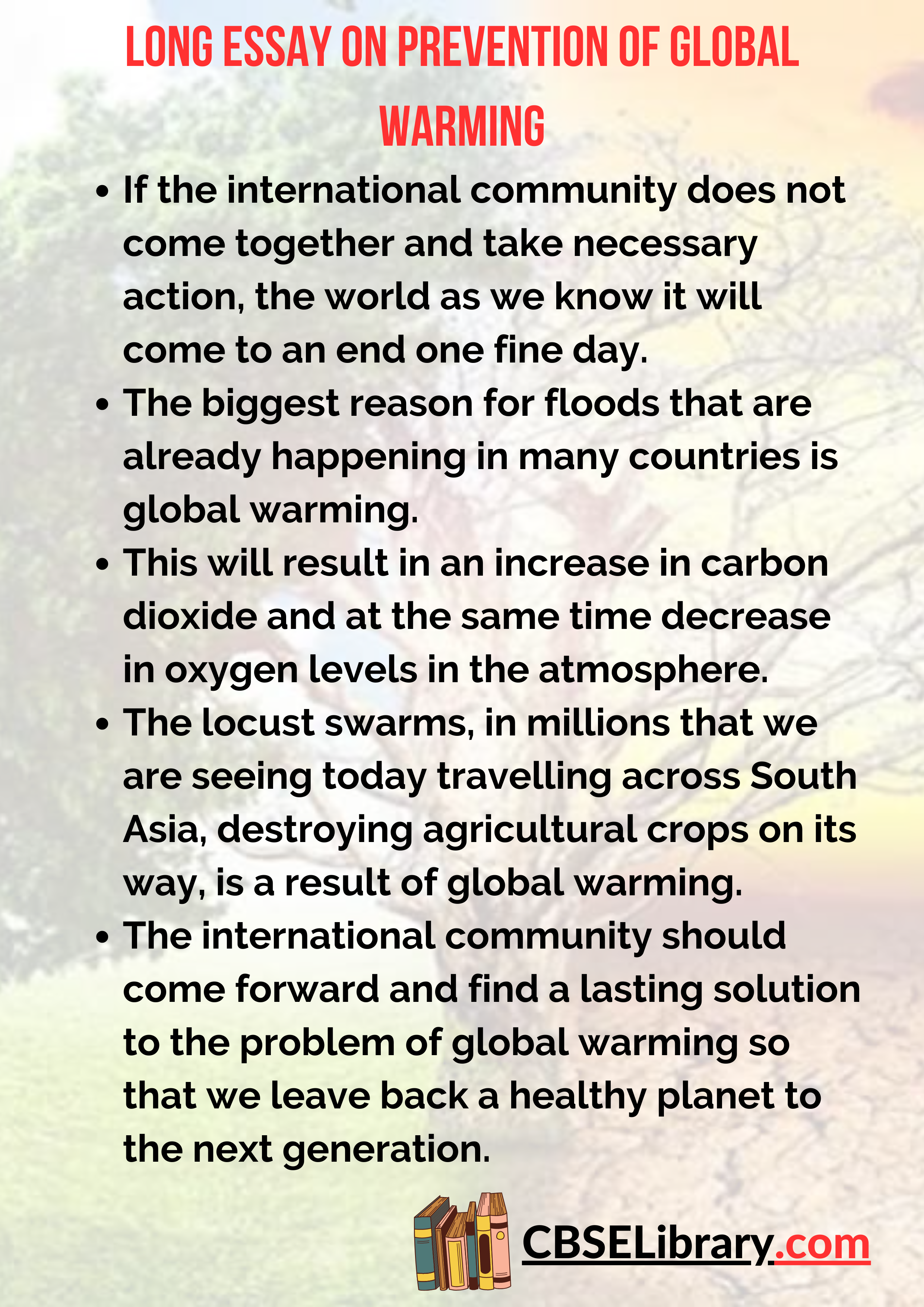 Long Essay on Prevention of Global warming