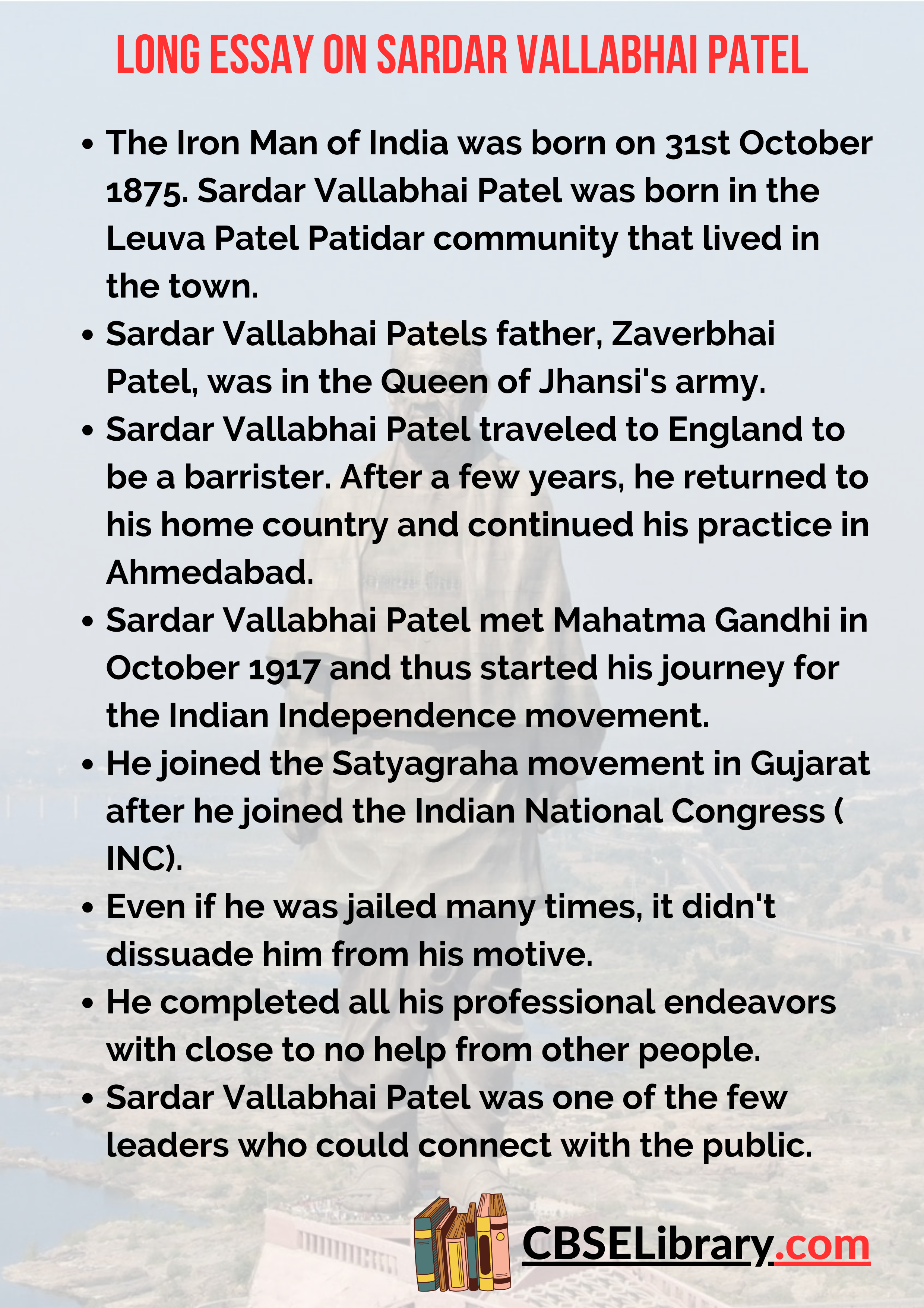Long Essay on Sardar Vallabhai Patel