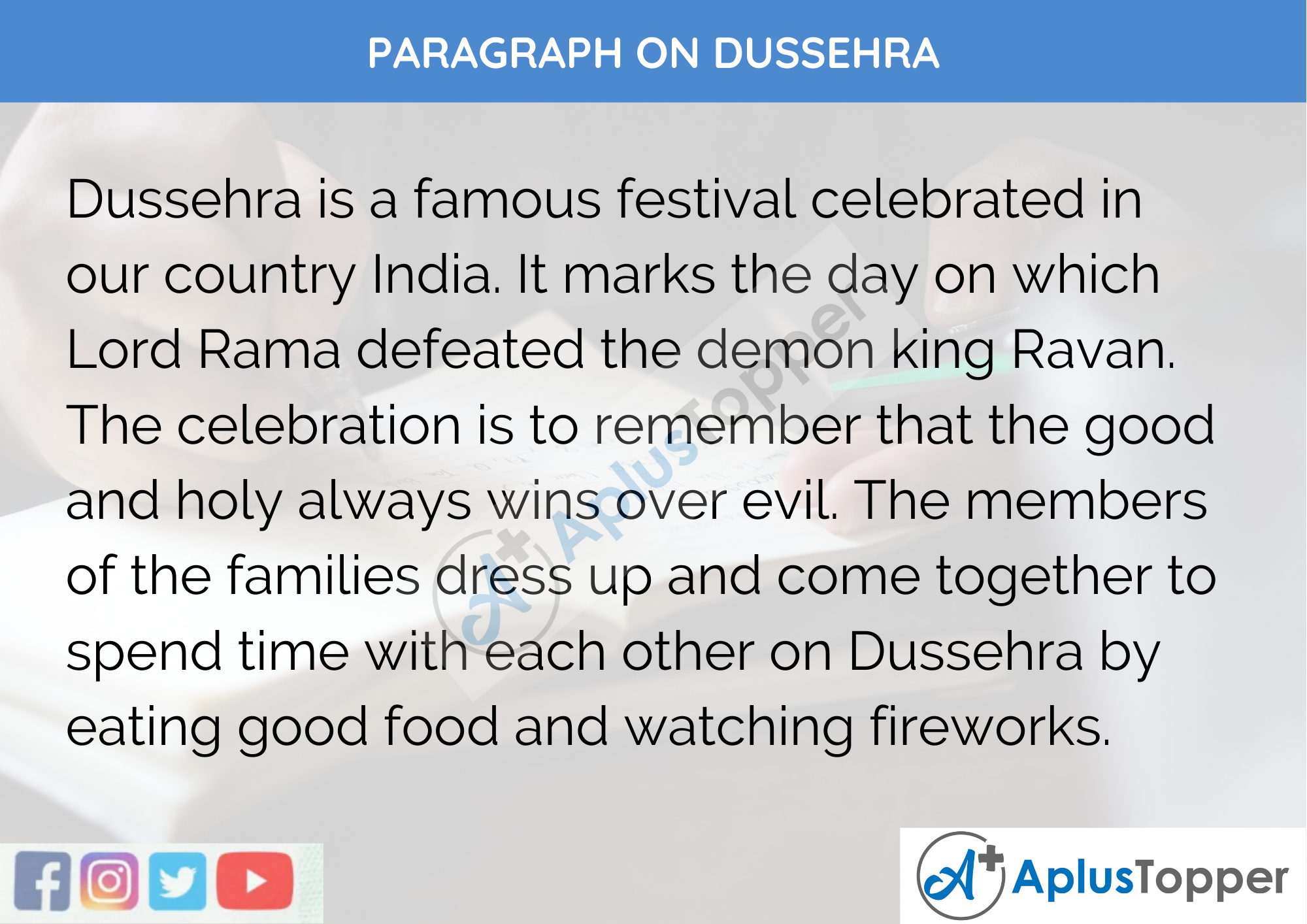 Paragraph On Dussehra - 100 Words for Classes 1, 2, 3 Kids