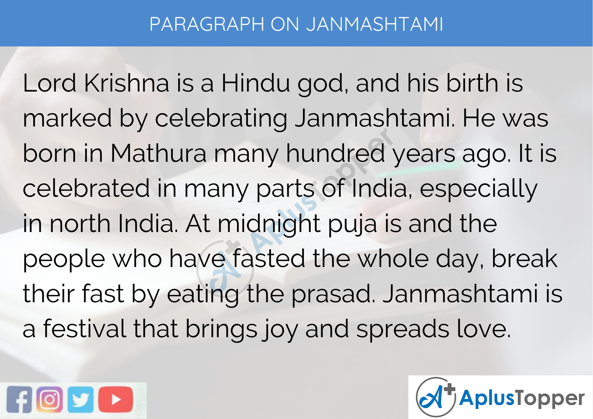 Paragraph On Janmashtami - 100 Words for Classes 1, 2, And 3 Kids