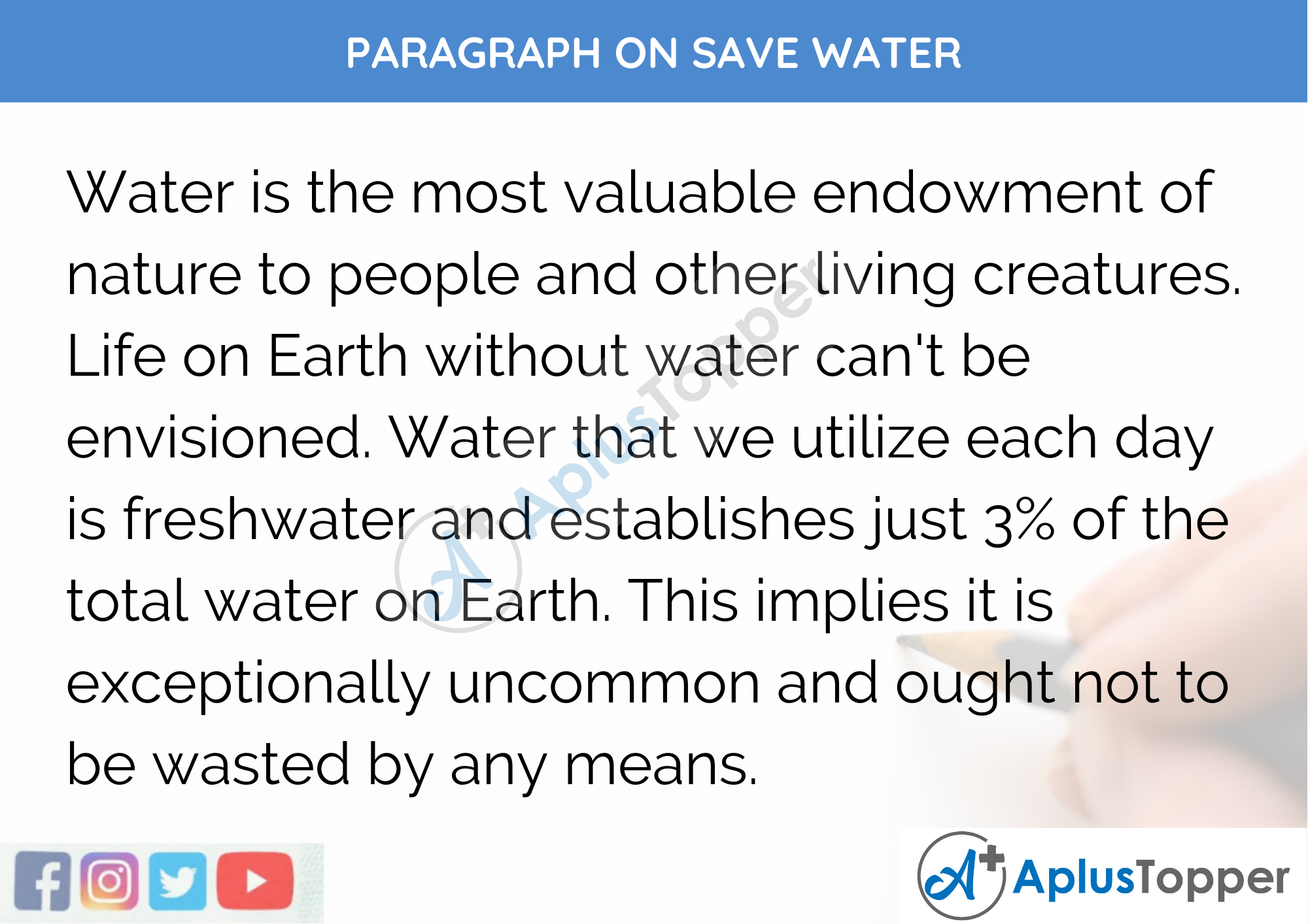 Paragraph On Save Water - 250 to 300 Words for Class 9, 10, 11, 12 And Competitive Exams Students