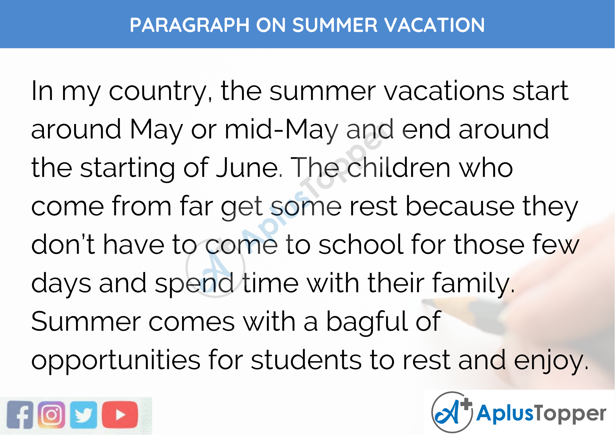 Paragraph On Summer Vacation - 100 Words for Class 1,2,3 Kids