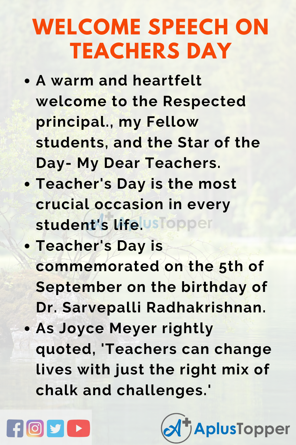 Welcome Speech on Teachers Day