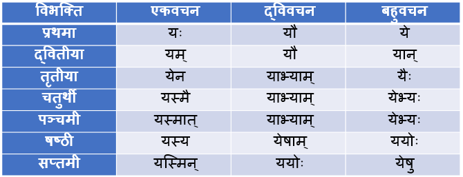 Yad Pulling Shabd Roop In Sanskrit