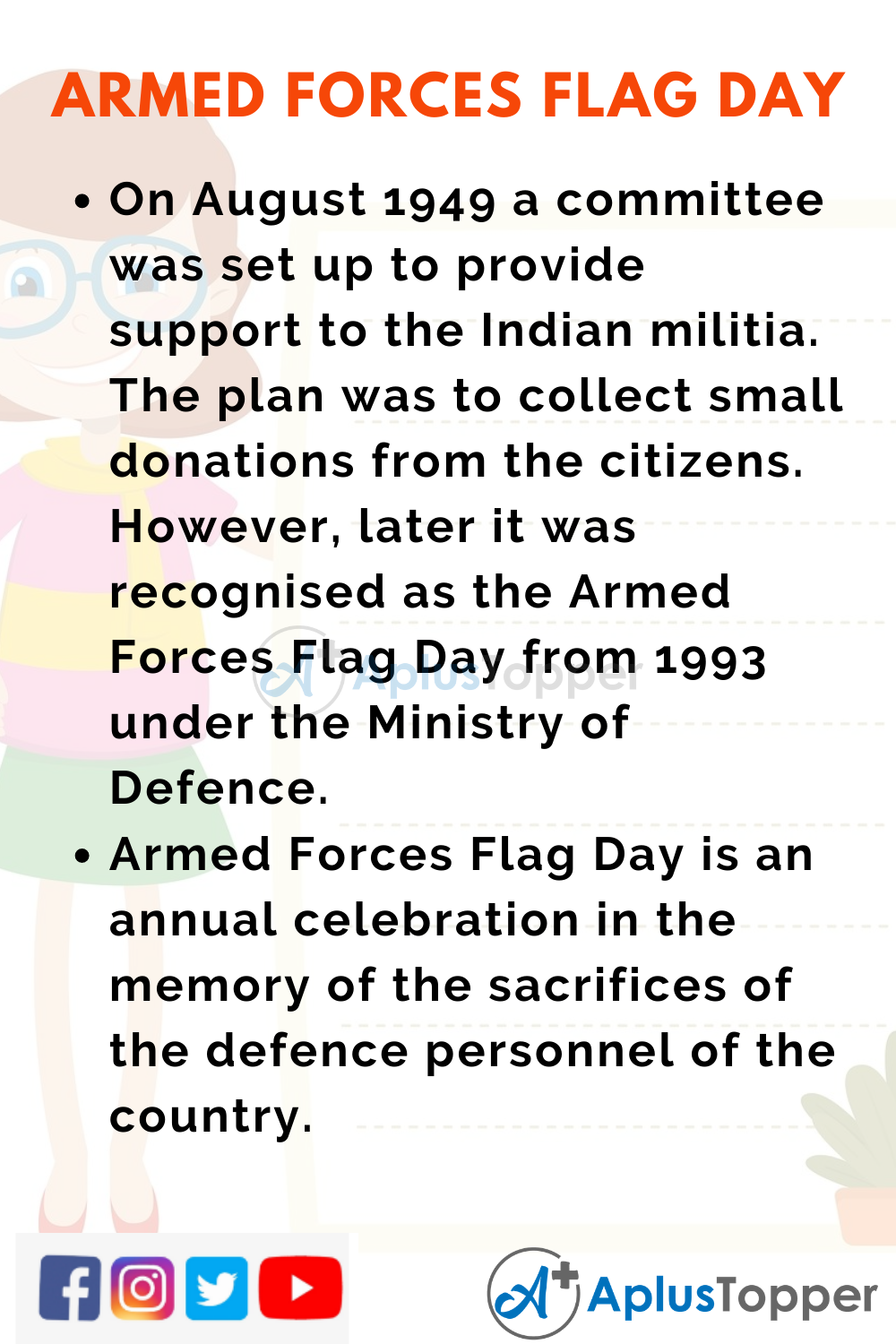 10 Lines On Armed Forces Flag Day for Higher Class Students
