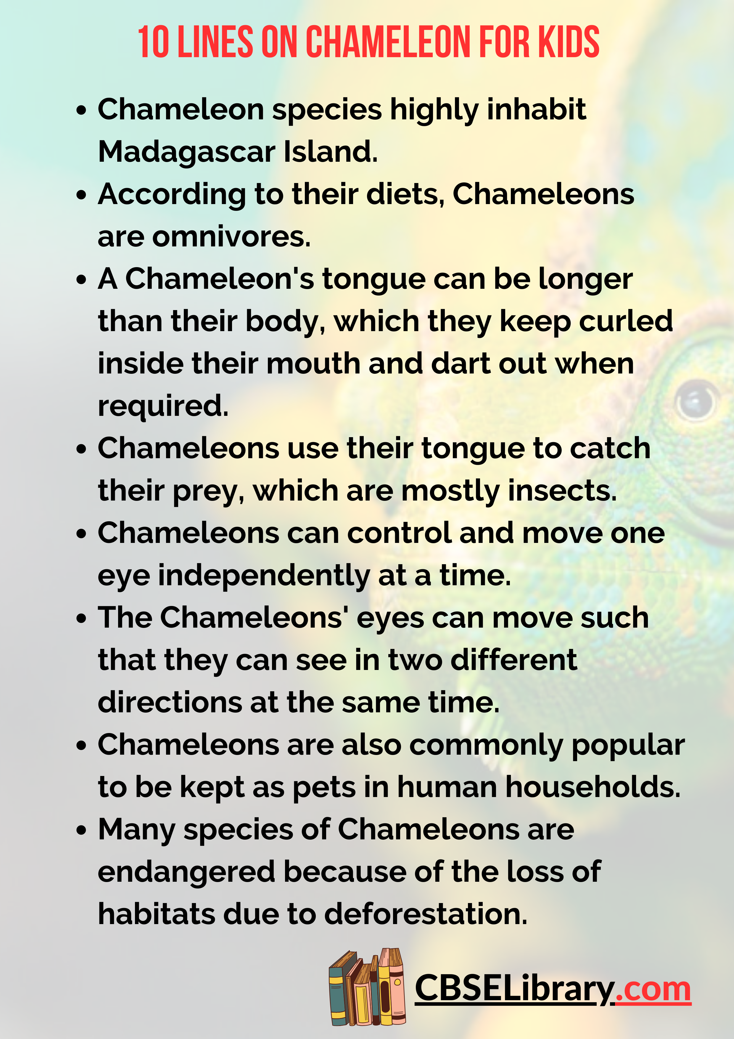 10 Lines On Chameleon for Kids