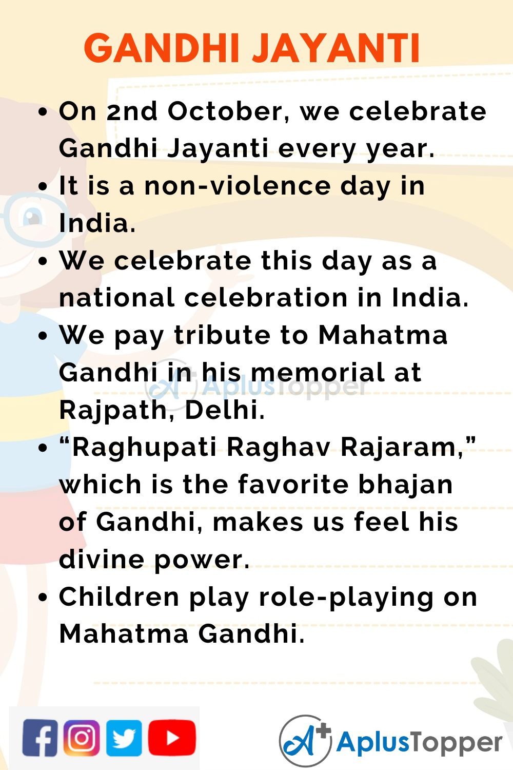 10 Lines On Gandhi Jayanti for Kids