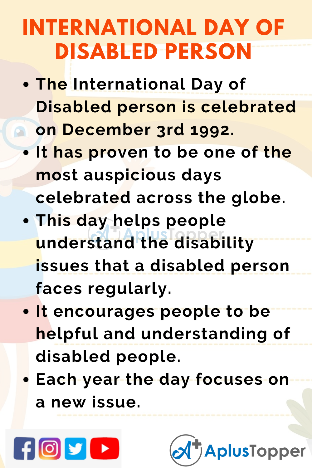 10 Lines On International Day Of Disabled Person for Kids 