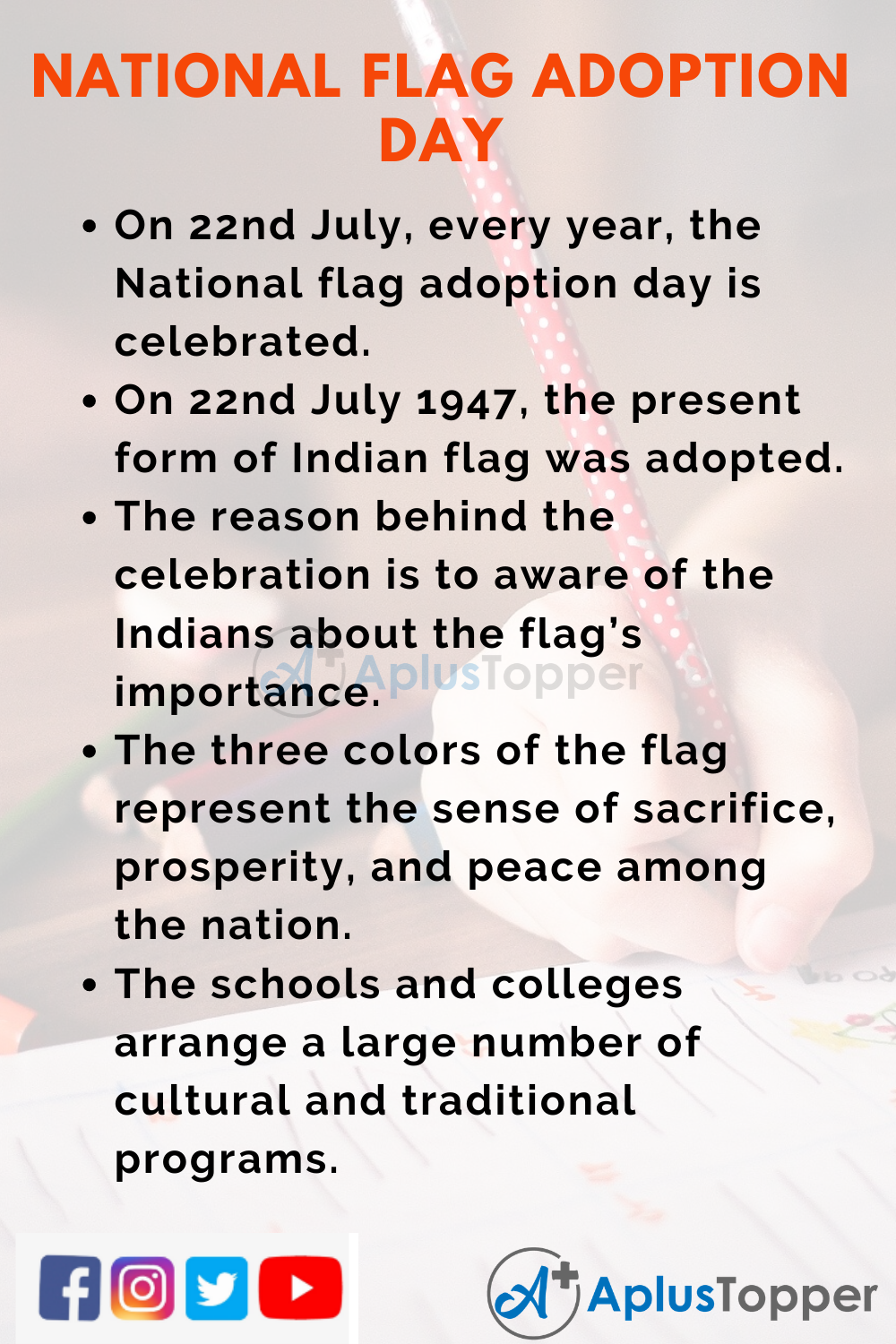 10 Lines On National Flag Adoption Day for Kids