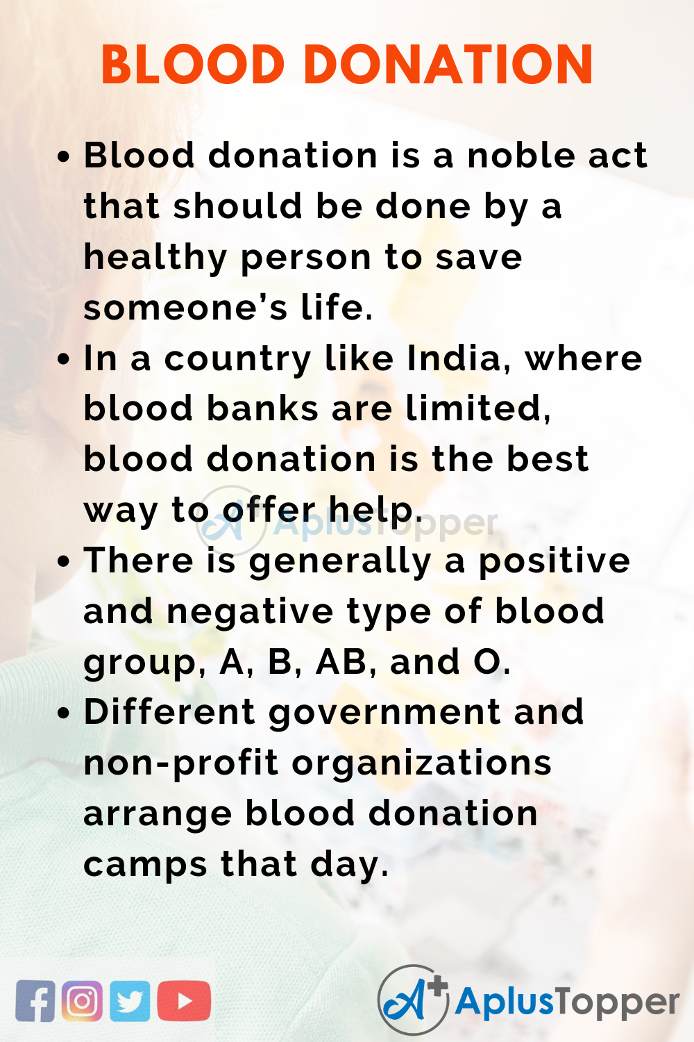 10 Lines On National Voluntary Blood Donation Day for Higher Class Students