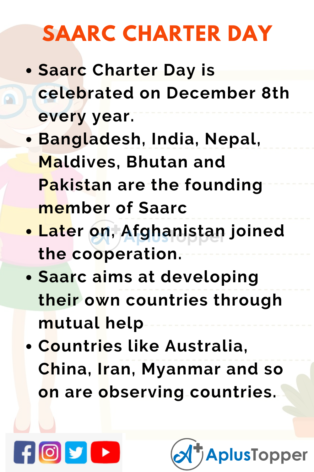 10 Lines On Saarc Charter Day for Kids