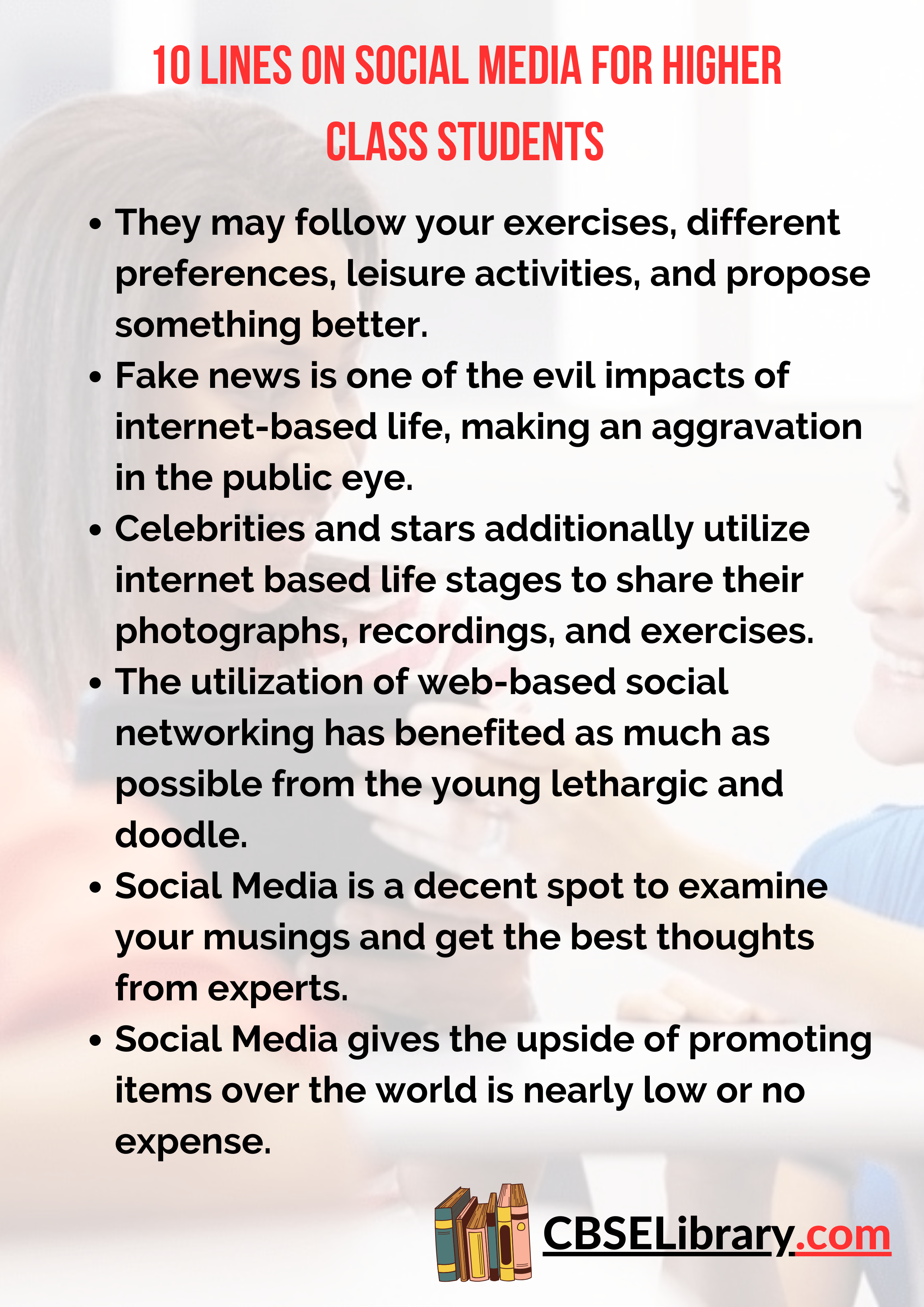 10 Lines On Social Media For Higher Class Students