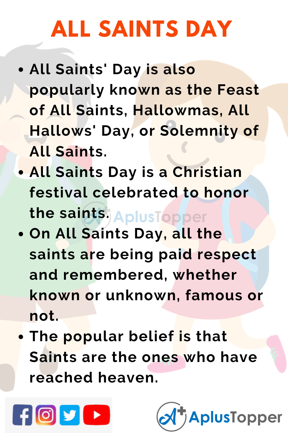 10 Lines on All Saints Day for Kids