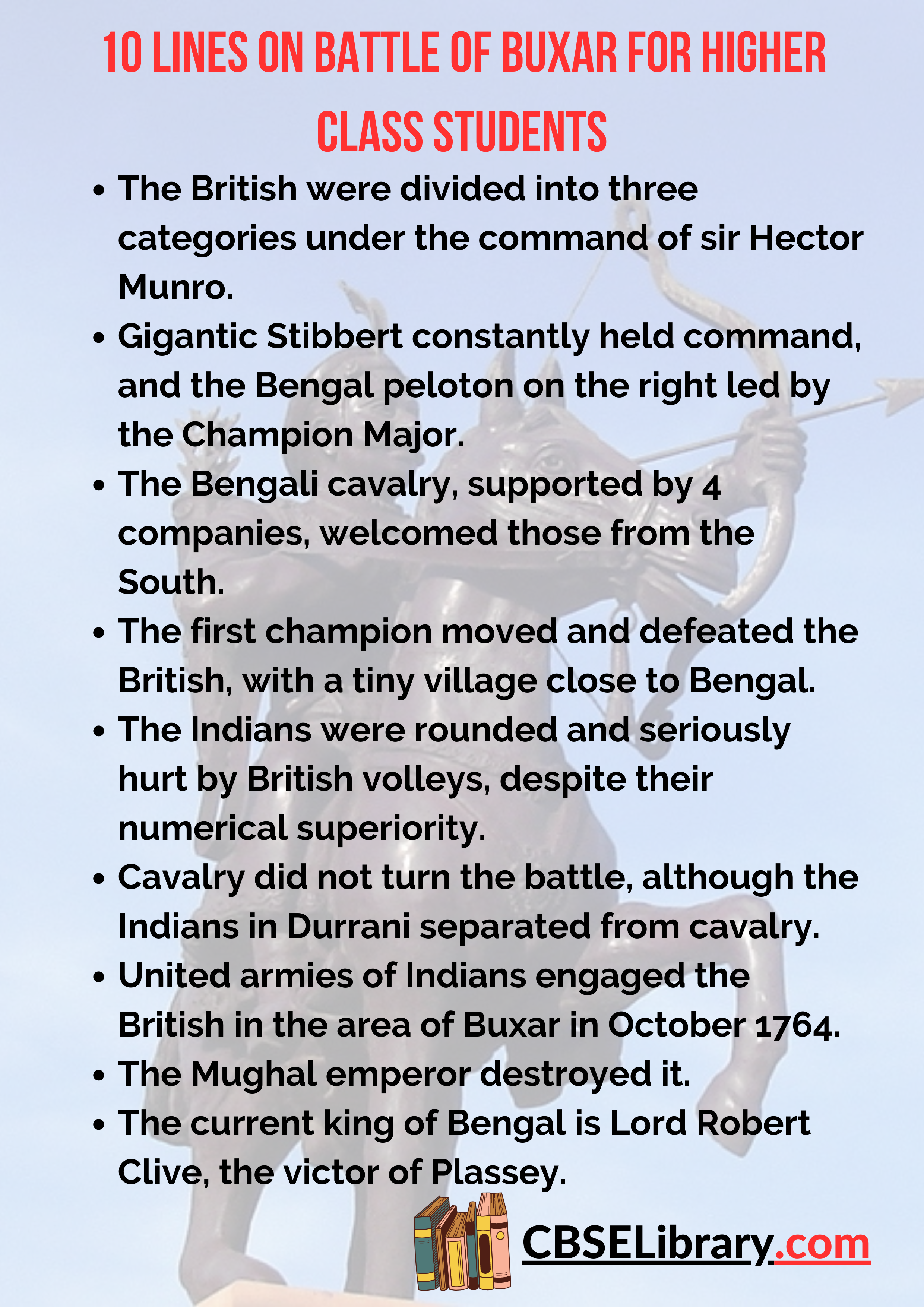 10 Lines on Battle of Buxar for Higher Class Students