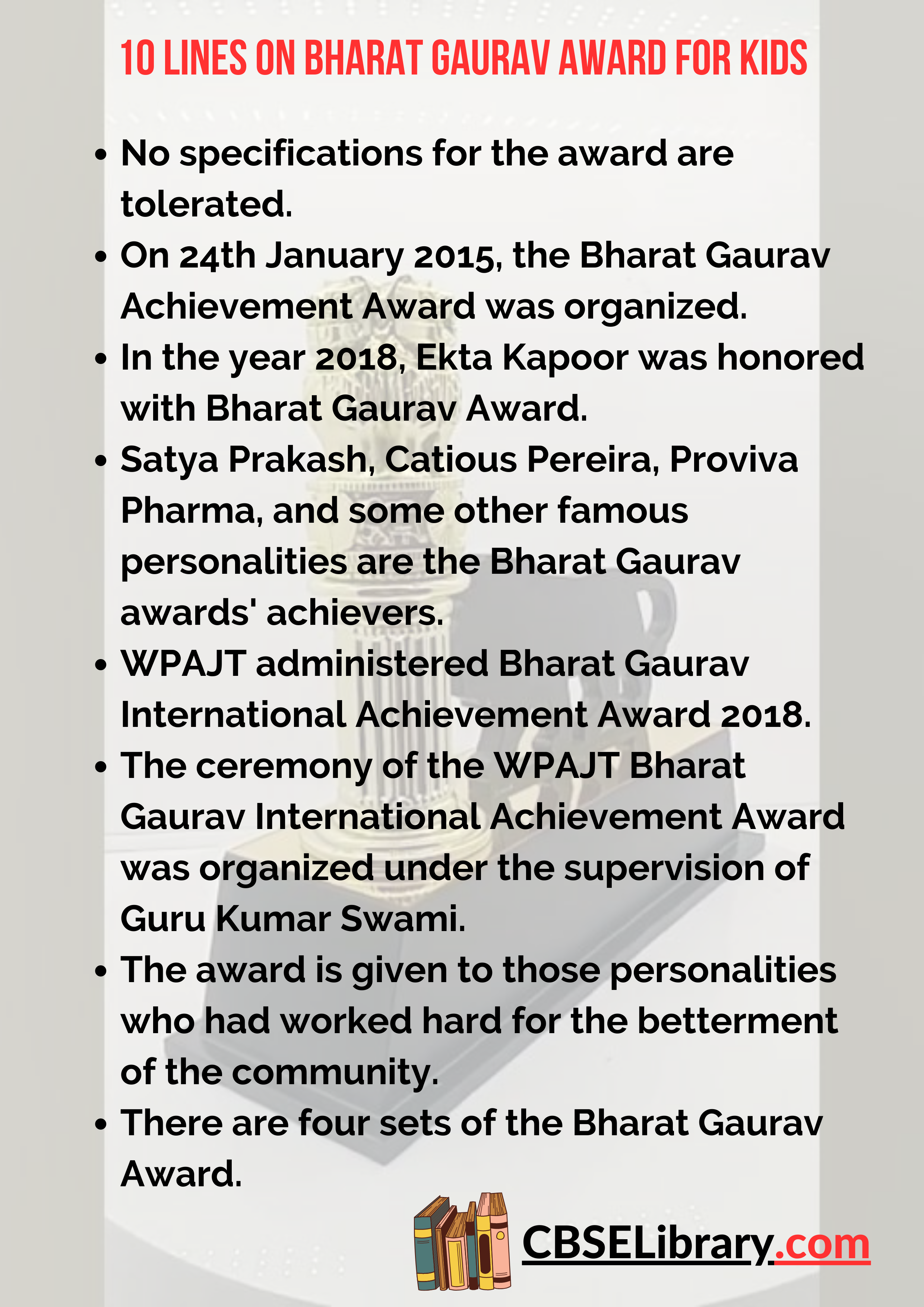 10 Lines on Bharat Gaurav Award for Kids