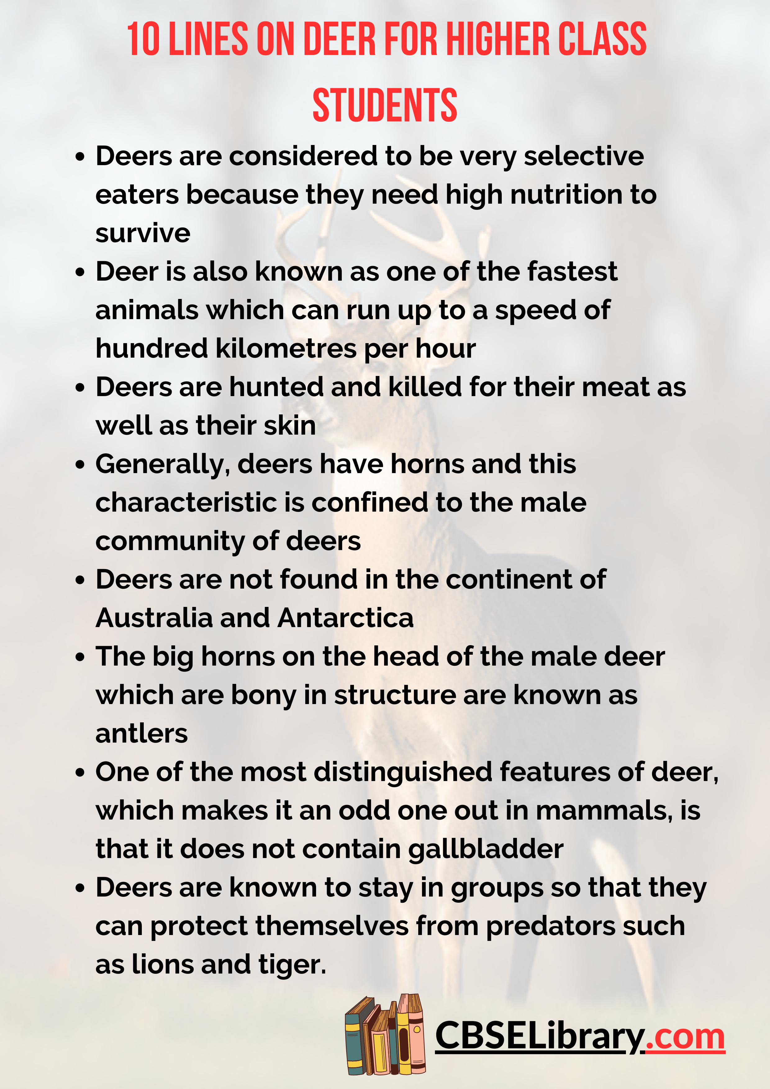 10 Lines on Deer for Higher Class Students