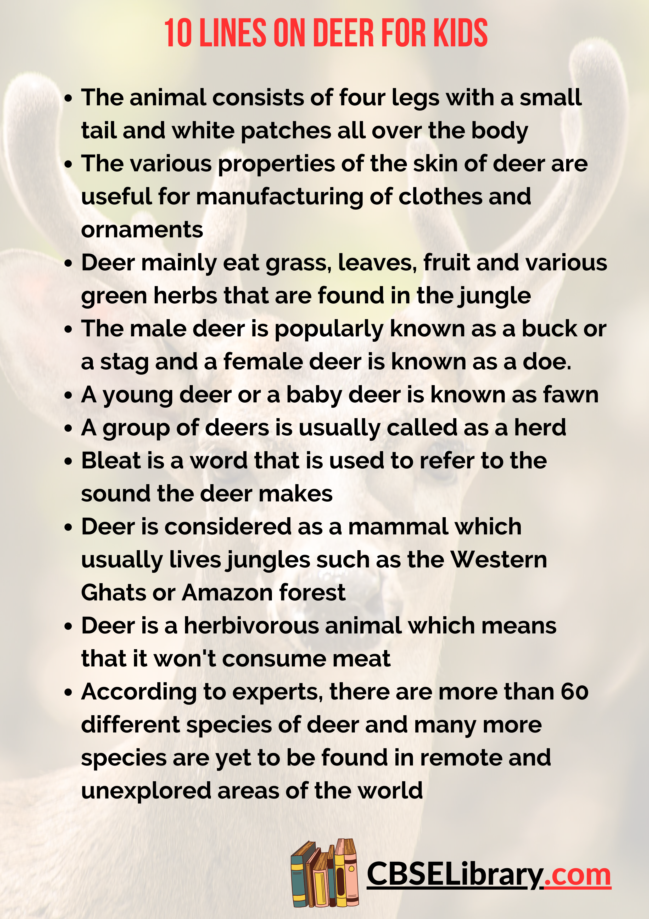 10 Lines on Deer for Kids