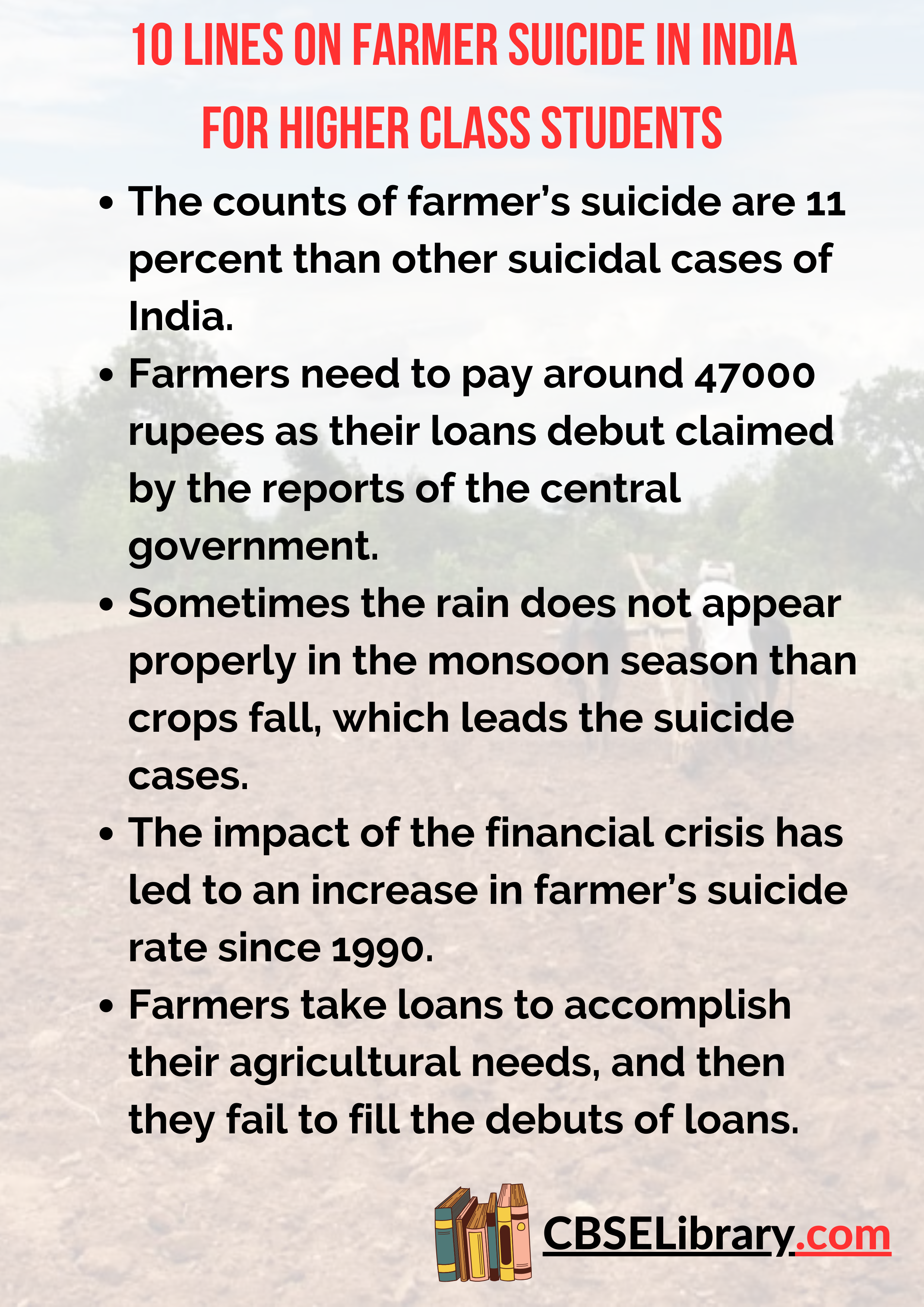 10 Lines on Farmer Suicide in India for Higher Class Students