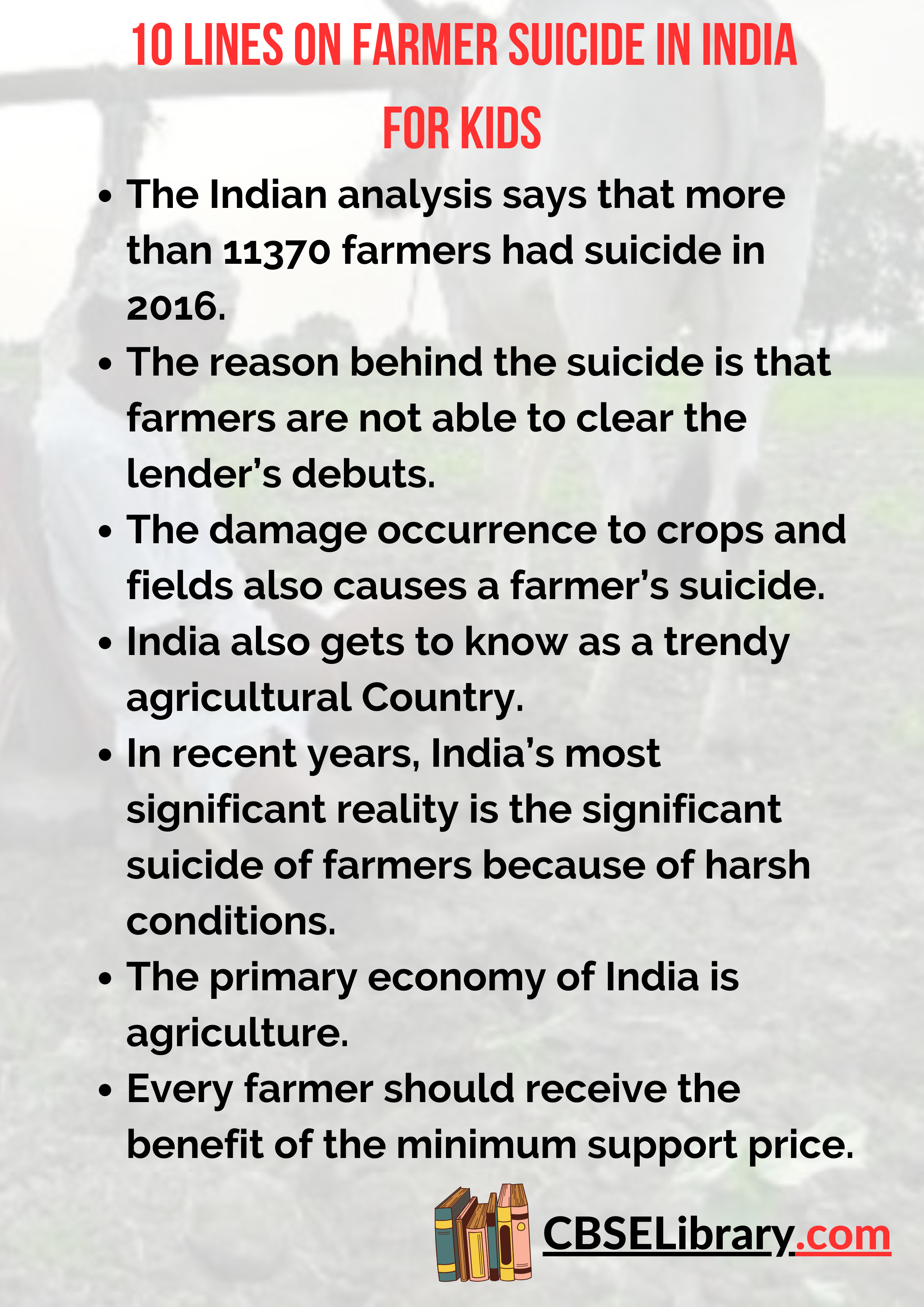 10 Lines on Farmer Suicide in India for Kids