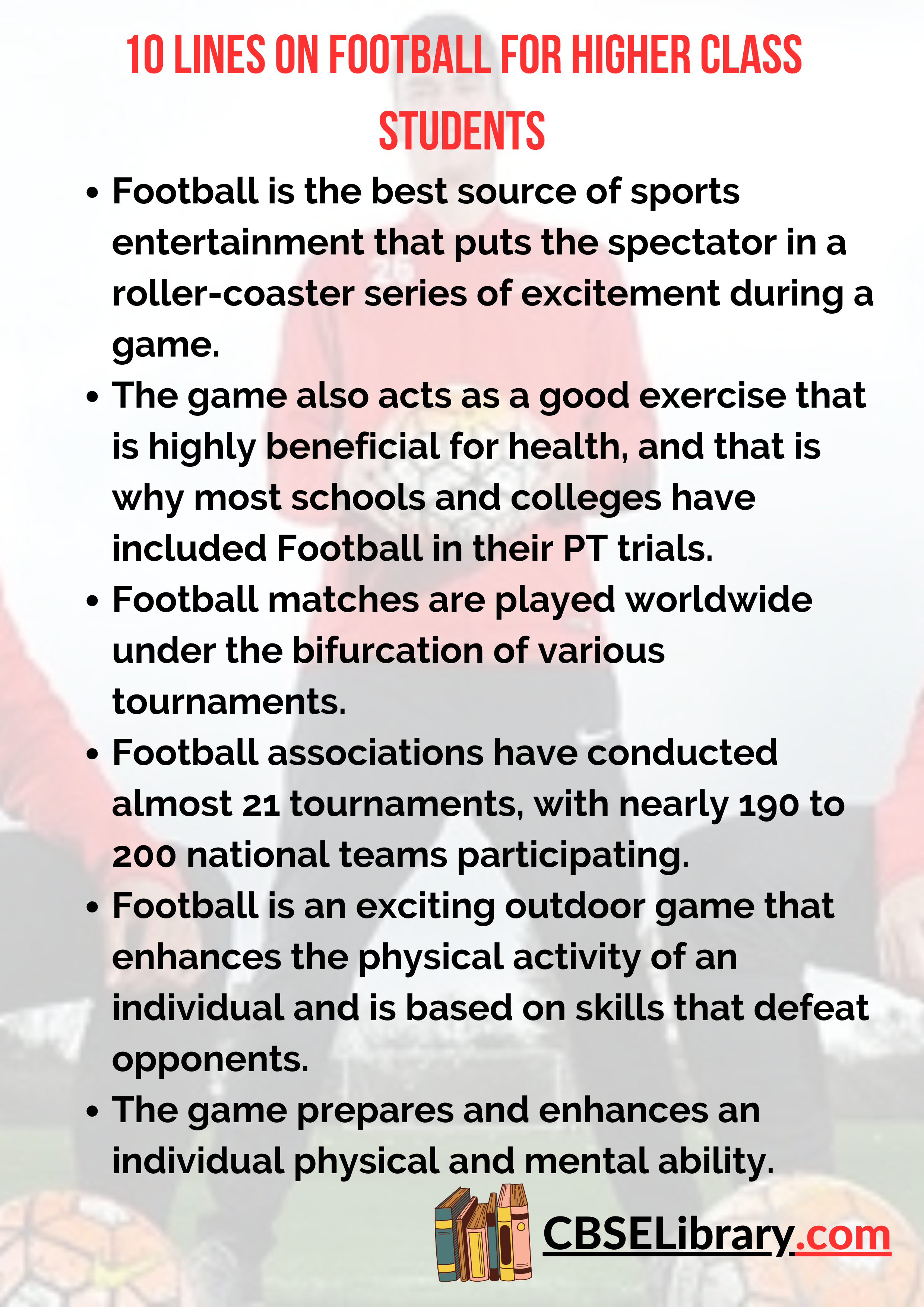 10 Lines on Football for Higher Class Students