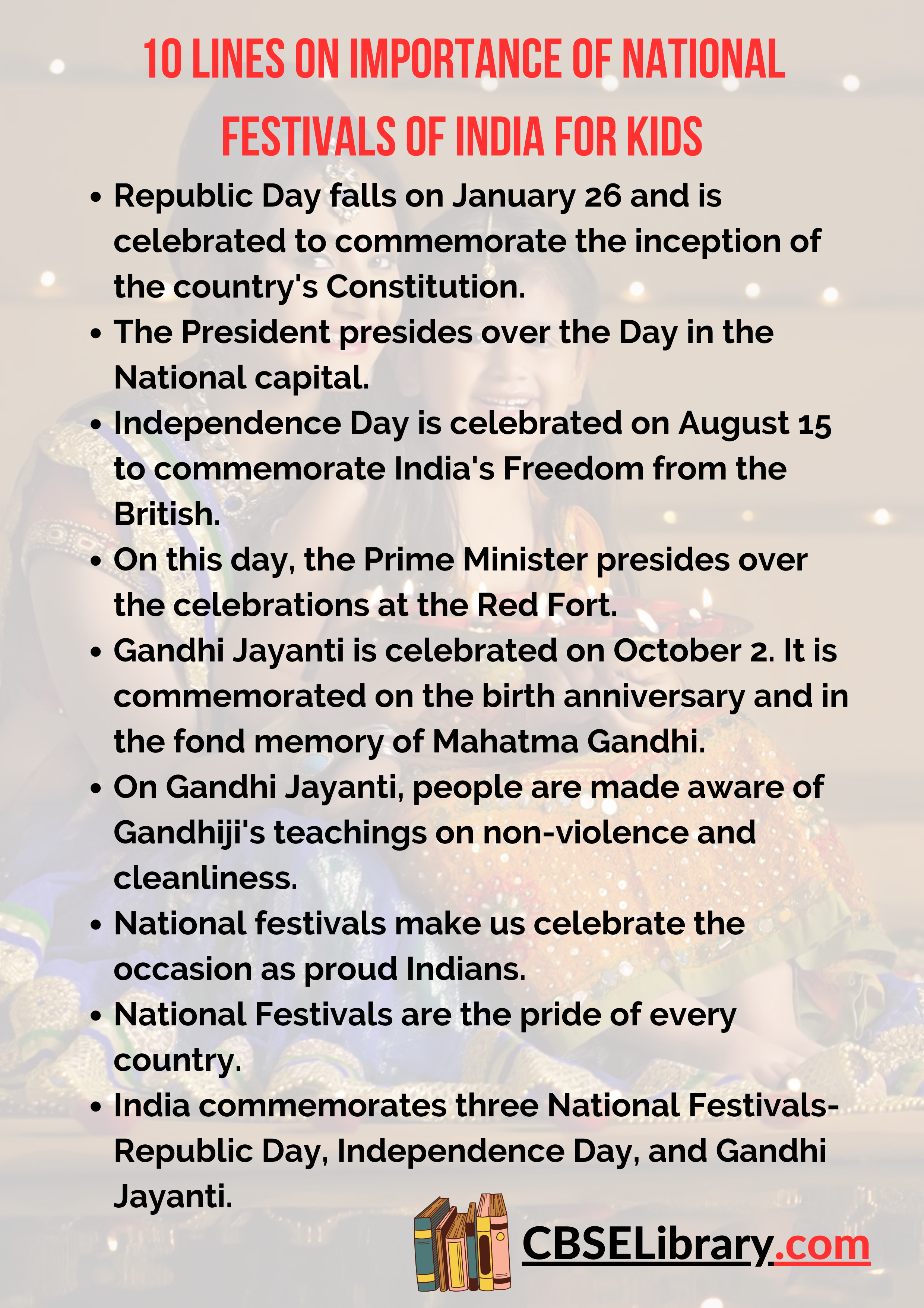 10 Lines on Importance of National Festivals of India for Kids