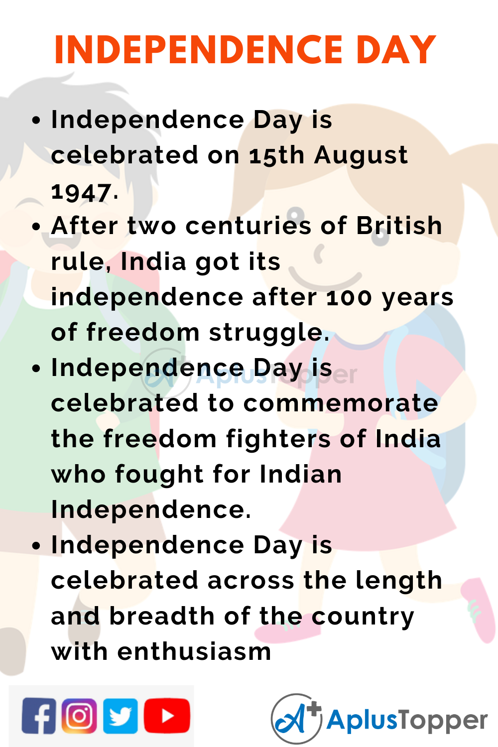 10 Lines on Independence Day for Kids