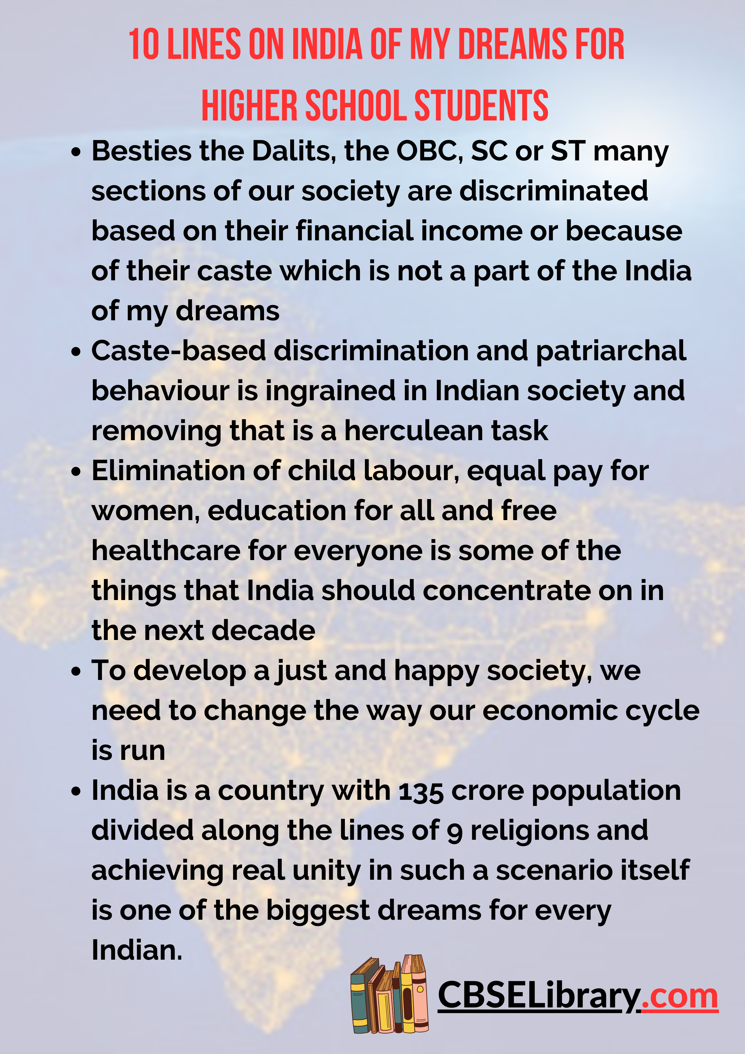 10 Lines on India of My Dreams for Higher School Students