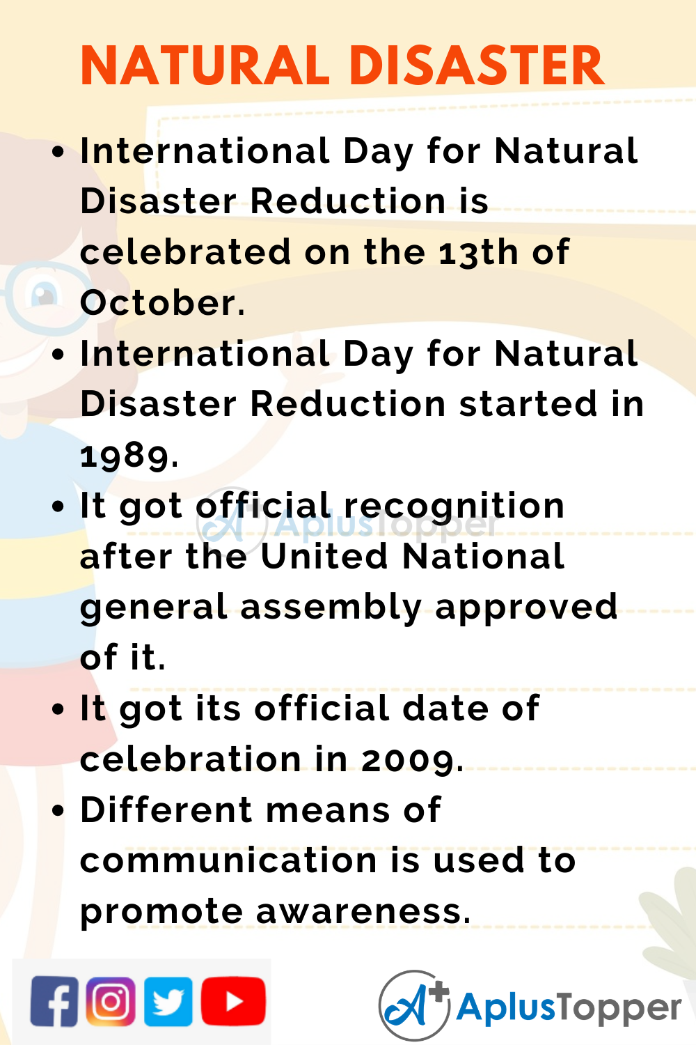 10 Lines on International Day for Natural Disaster Reduction for Kids