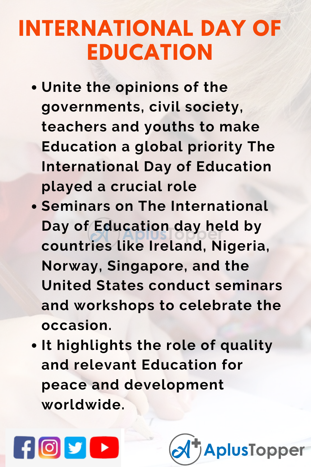 10 Lines on International Day of Education for School Students