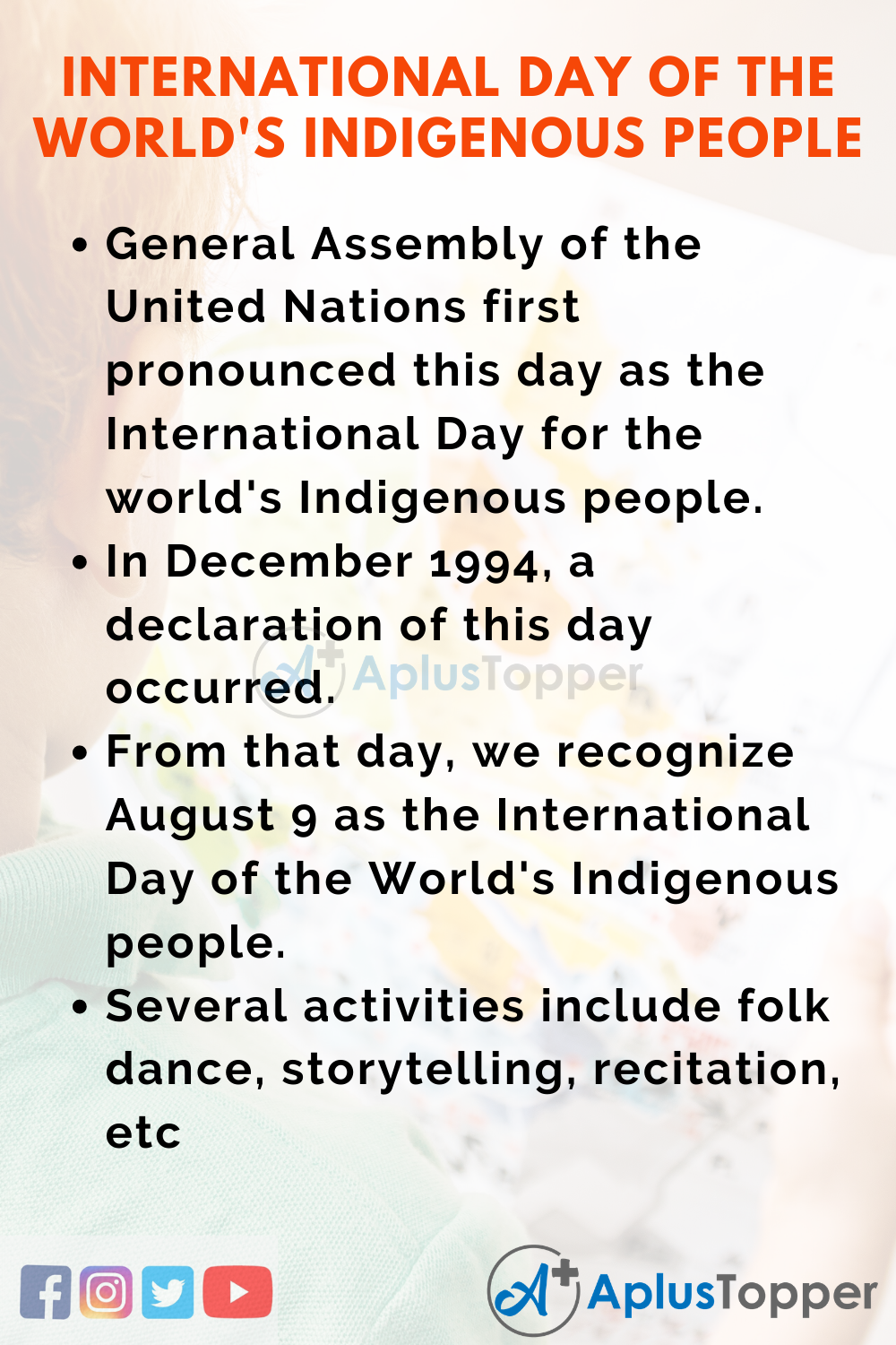 10 Lines on International Day of the World's Indigenous People for Higher Class Students