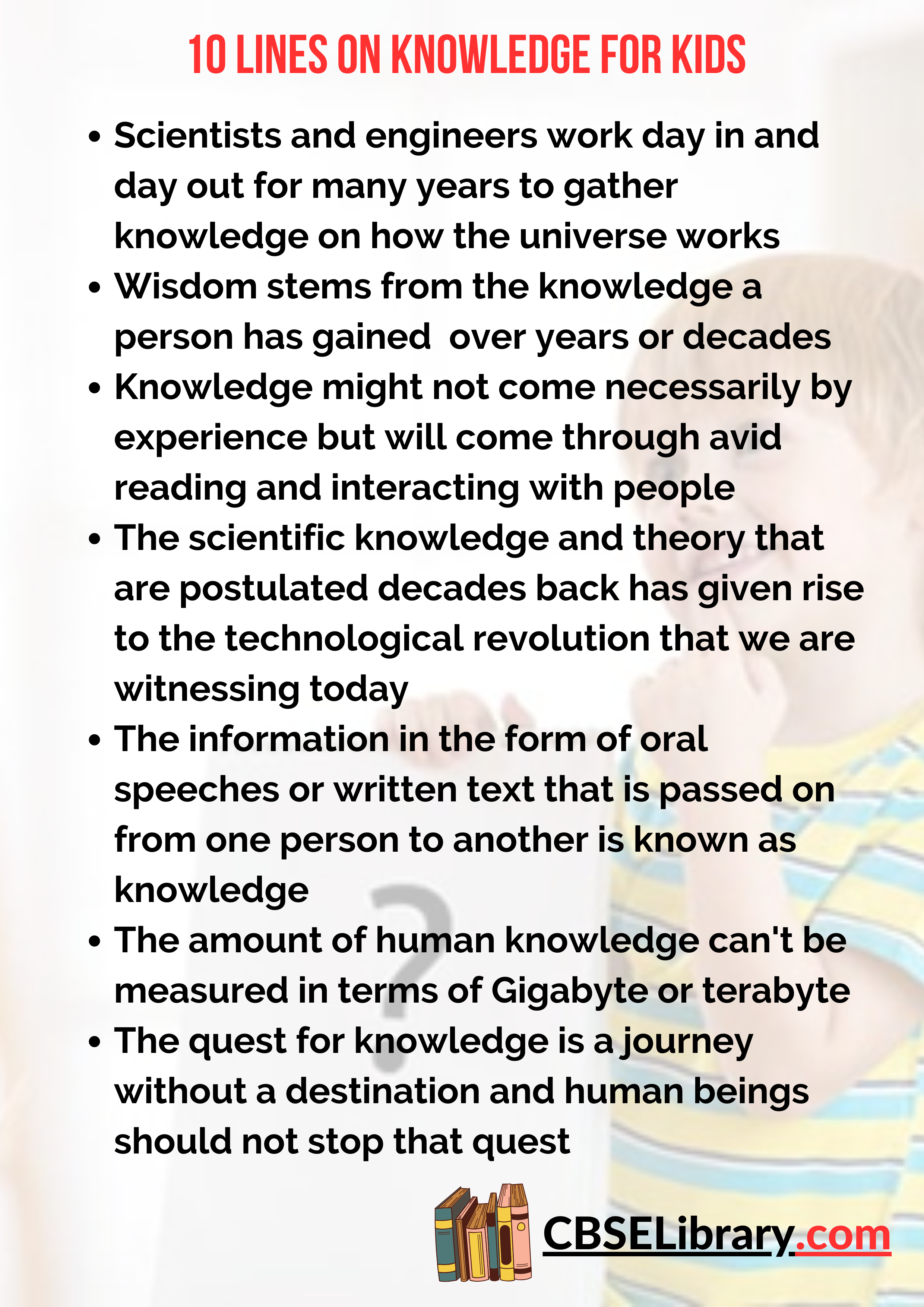 10 Lines on Knowledge for Kids
