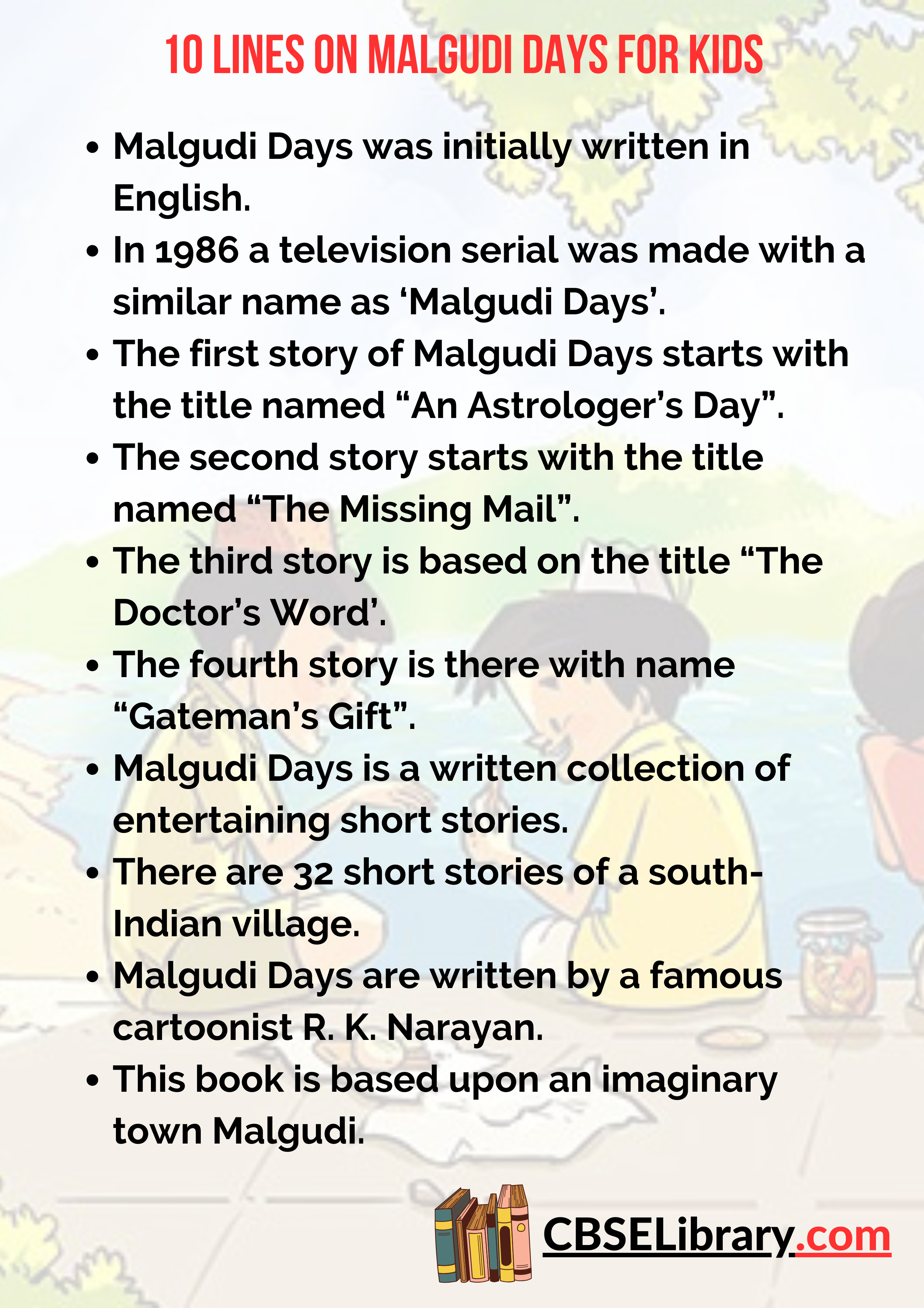 10 Lines on Malgudi Days for Kids