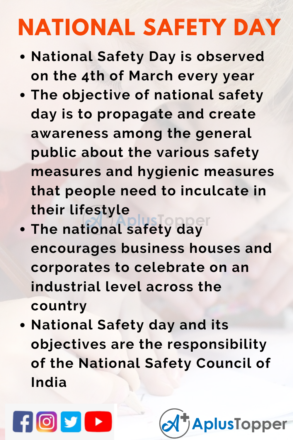10 Lines on National Safety Day for Kids