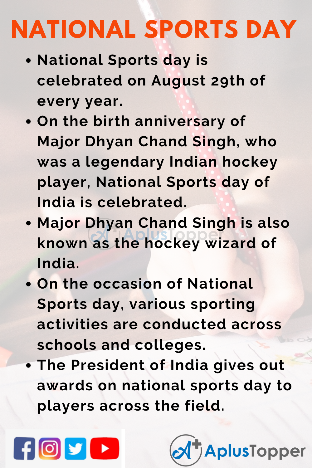 10 Lines on National Sports Day for Kids